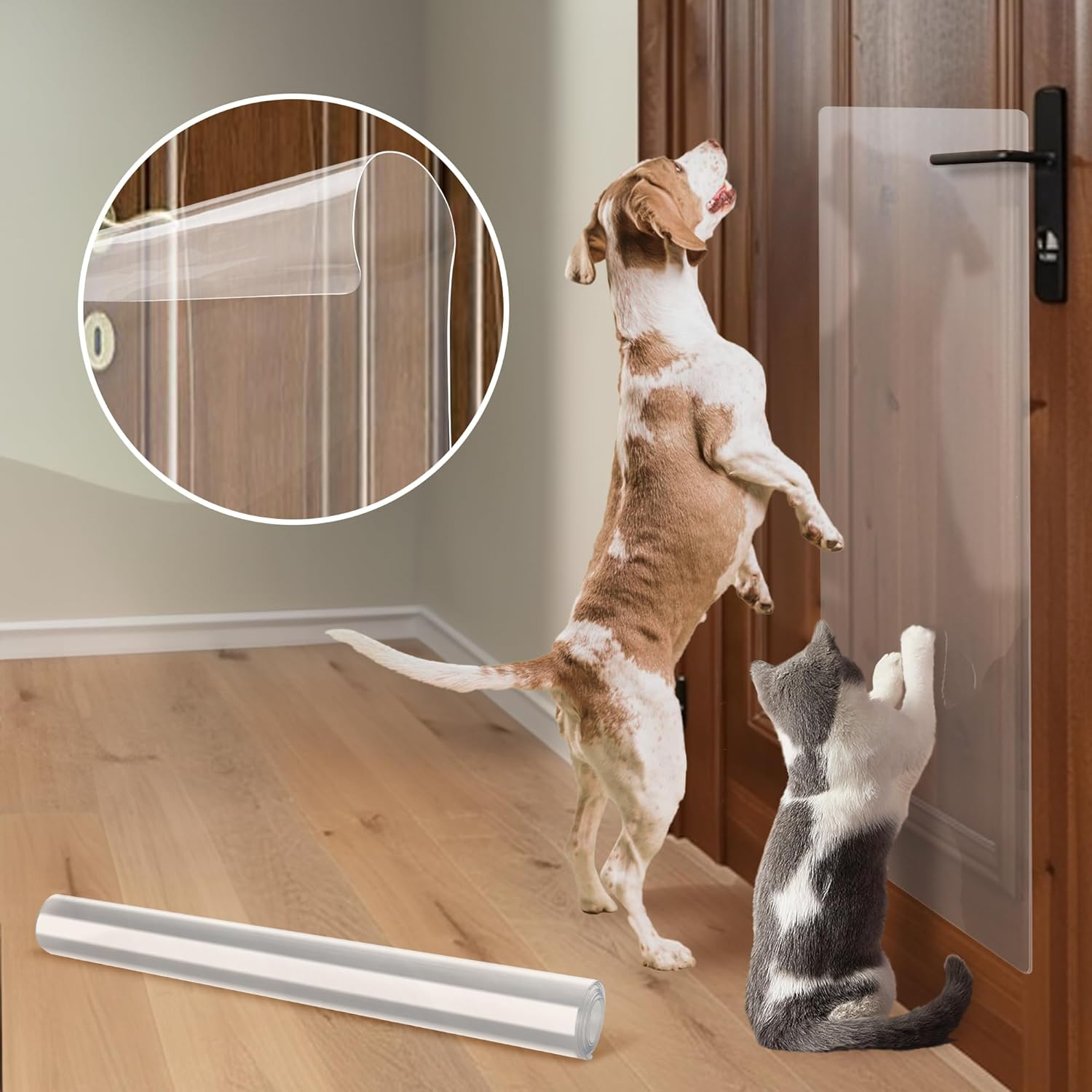 1 Pack 40 X 16 Door Protector from Dog Scratching Cat & Dog Guard, Heavy Duty Custom-Cut Clear PVC anti Scratch on Wall Window Glass Screen & Sliding Doors Furniture Indoor/Outdoor image number 4