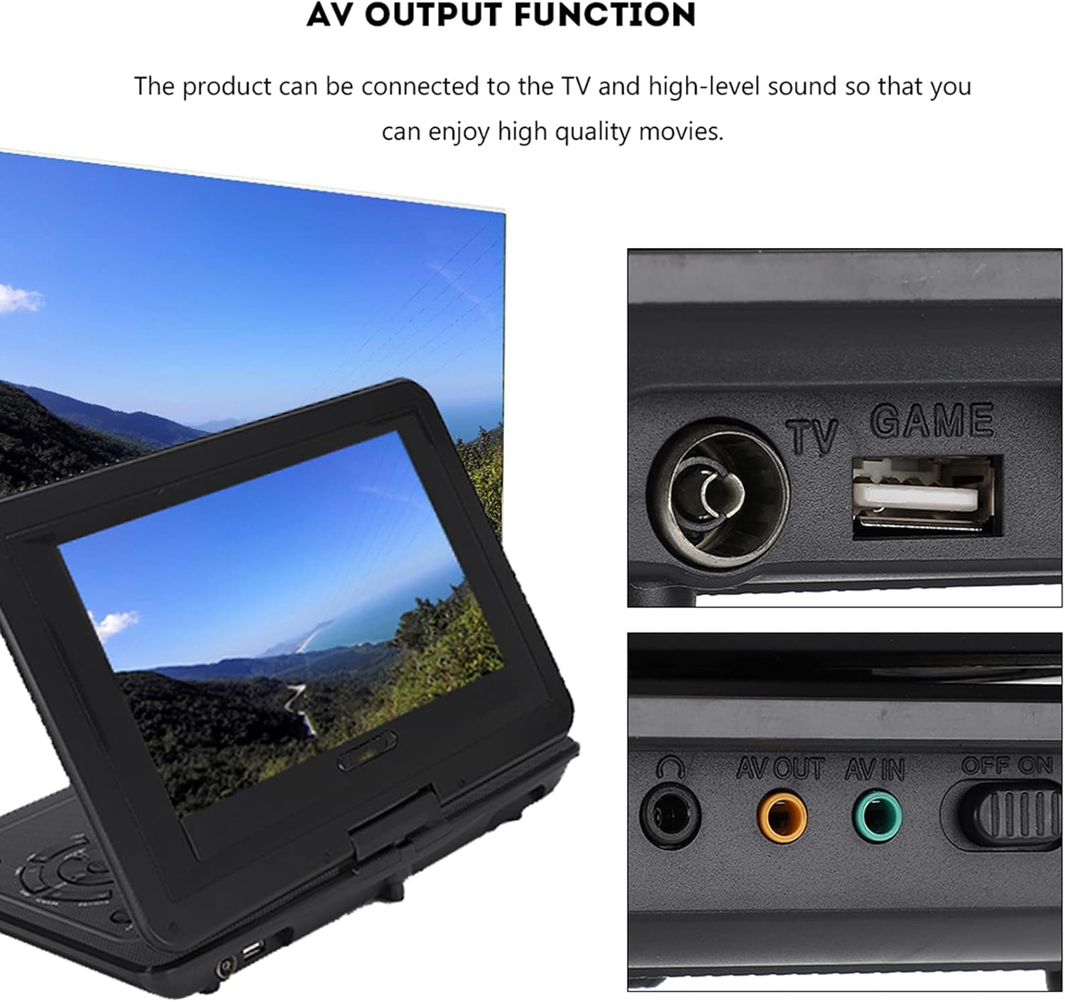 DVD Player, TV Player Media Player CD Player with Remote Control, Game Handle & 10.1 Inch HD LCD 270&deg; Rotation Screen, Compatible with AVI EVD DVD, SVCD, VCD, CD, CD-R (AU Plug) image number 3