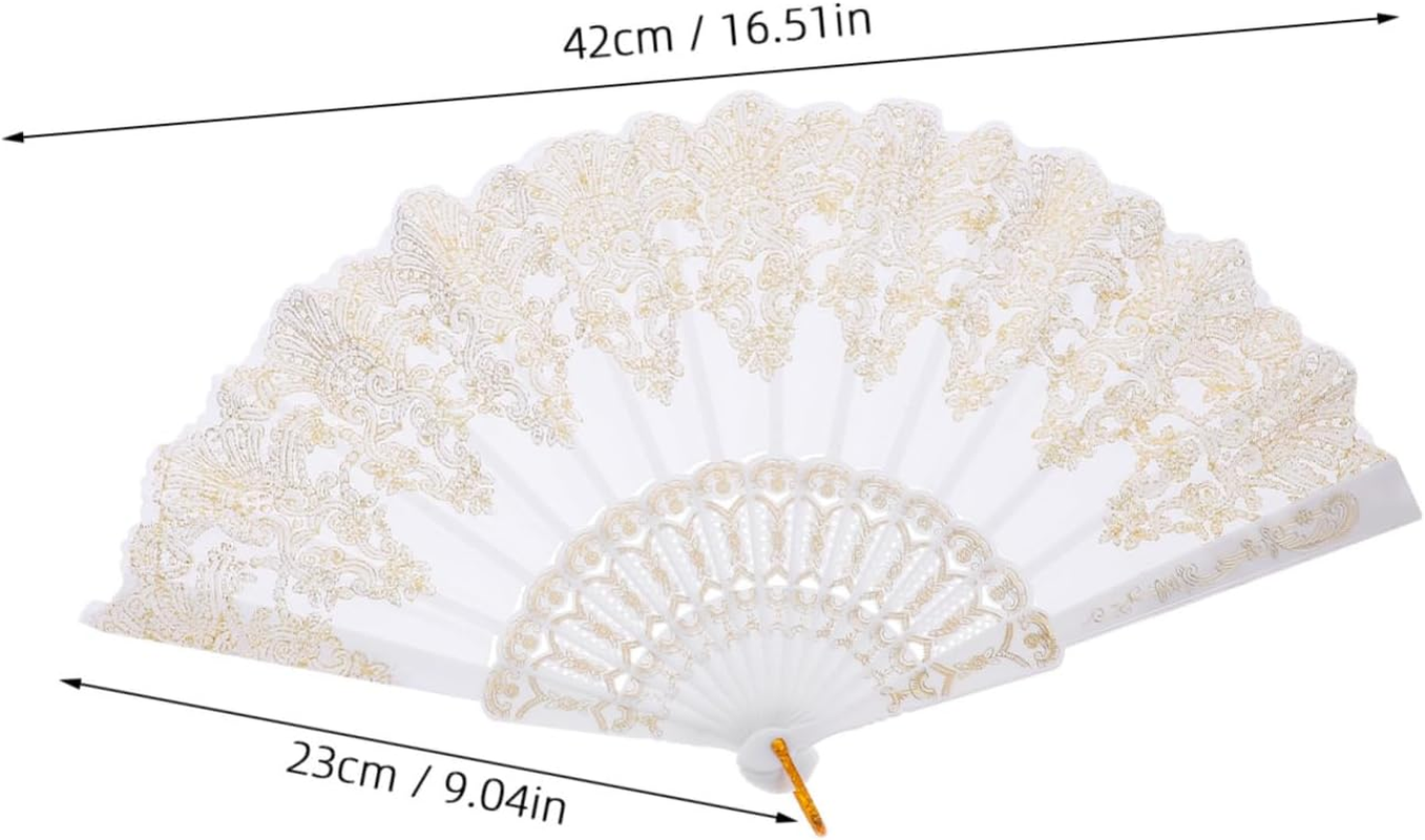 GARVALON 2Pcs Gilding Fan Chinese Vintage Style Fans Dance Performance Handheld Retro Hand image number 3