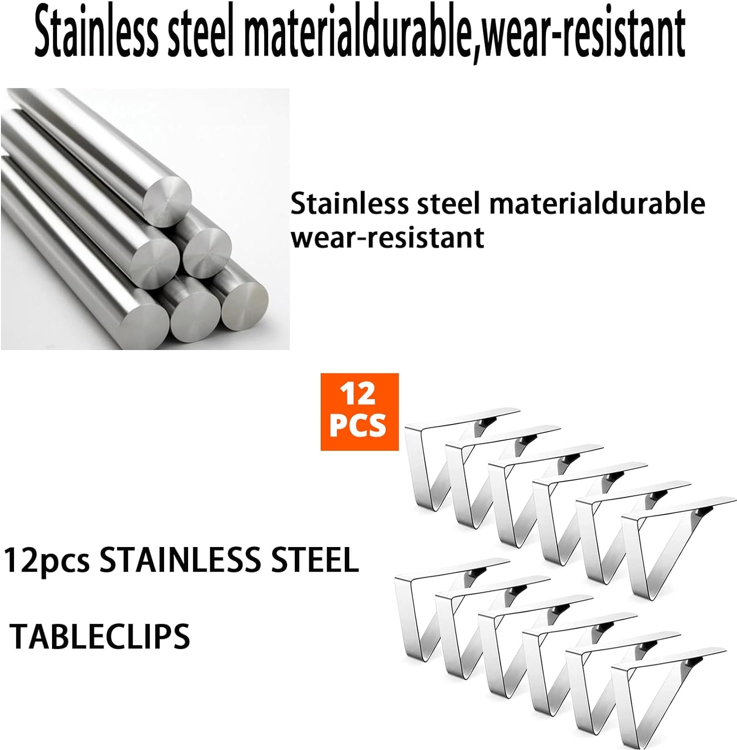 12 Pcs Tablecloth Clips,Stainless Steel Triangular Picnic Table Clips for Home, Kitchen, Restaurant, Weeding, Picnic, Patio and Party image number 6