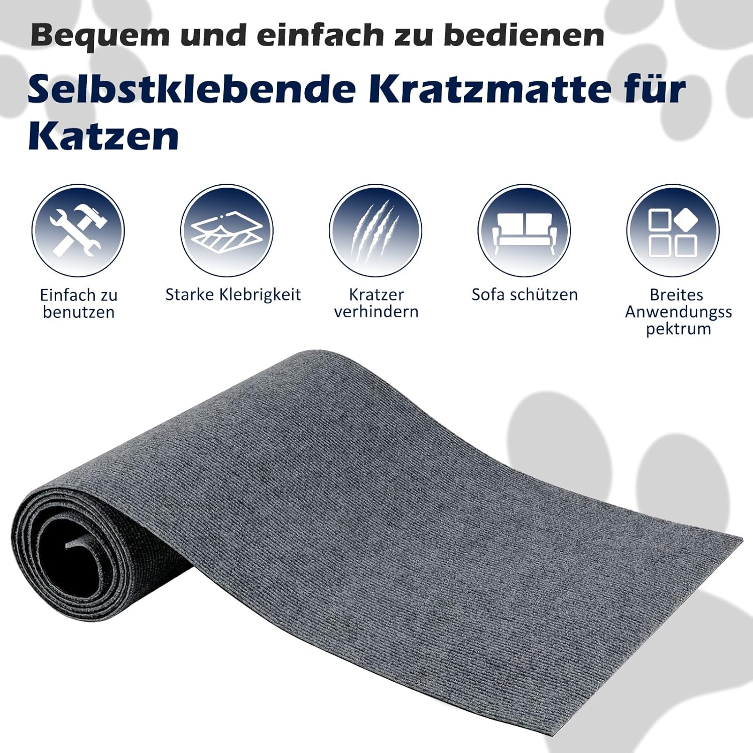 Cat Scratching Mat, Self-Adhesive Cat Scratching Mat, Cat Scratching Board, Cat Scratching Wall, Cut to Size, Self-Adhesive Carpet, Cat Cushion Insert for Carpet Protection, Sofa, Furniture Protection image number 2