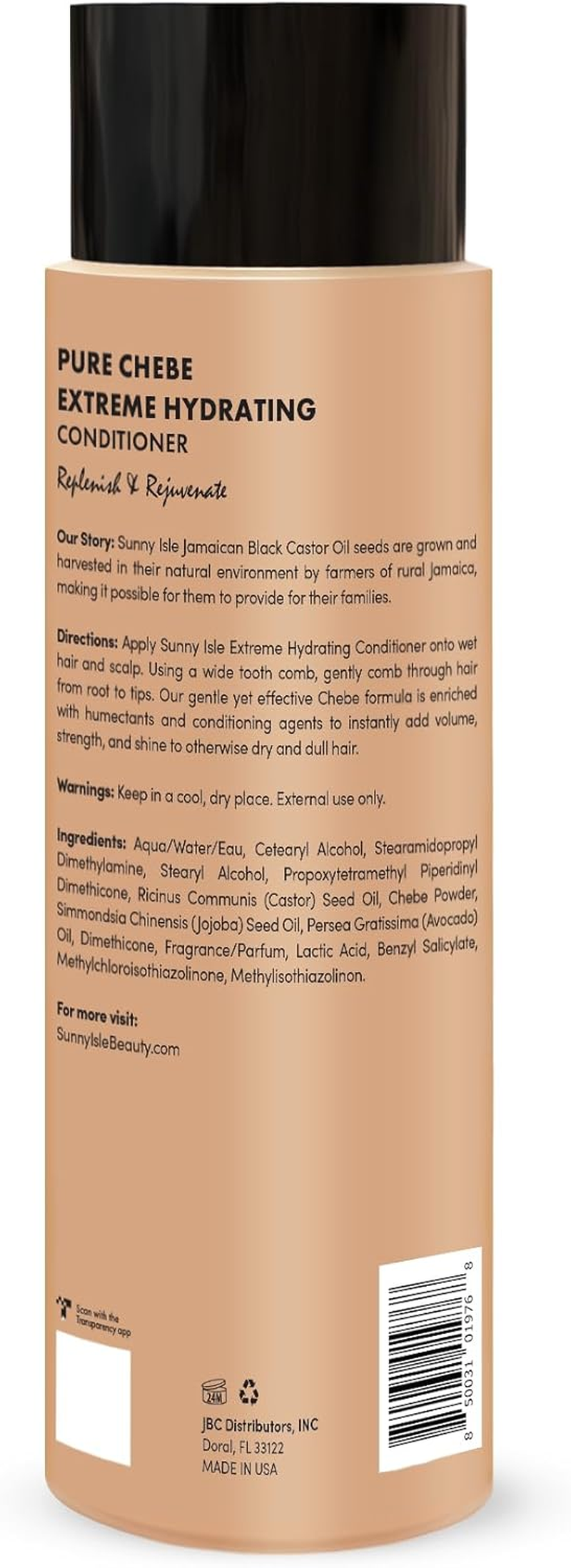 Sunny Isle Pure Chebe Extreme Hydrating Conditioner 12Oz, Anti-Breakage Formula, Infused with Pure Chebe Powder and Jamaican Black Castor Oil, All Hair Types