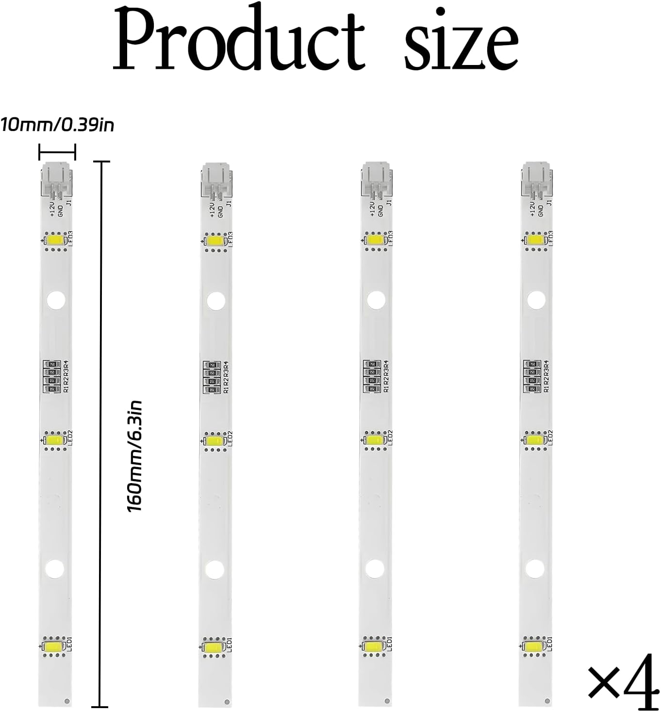 Pack of 4 LED Light Strips, Light Strips for Refrigerator, Replacement Fridge Lamp Compatible with Rongsheng/Hisense Refrigerator, Compatible with Model E349766 MDDZ-162A 1629348, DC12V 2W Fridge image number 1