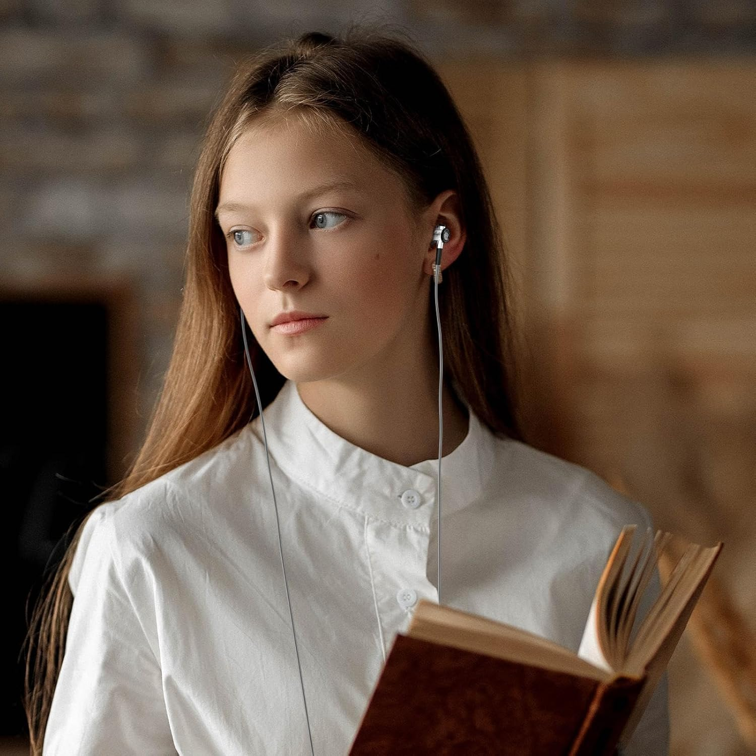 Wired Earbuds with Microphone, Flat Headphones - Wired In-Ear Heavy Bass Earphones, Tablets, Laptops, Computers, Cellphones, Comfortable Wearable Music Equipment for Moving Coil Unit Restore Music image number 1