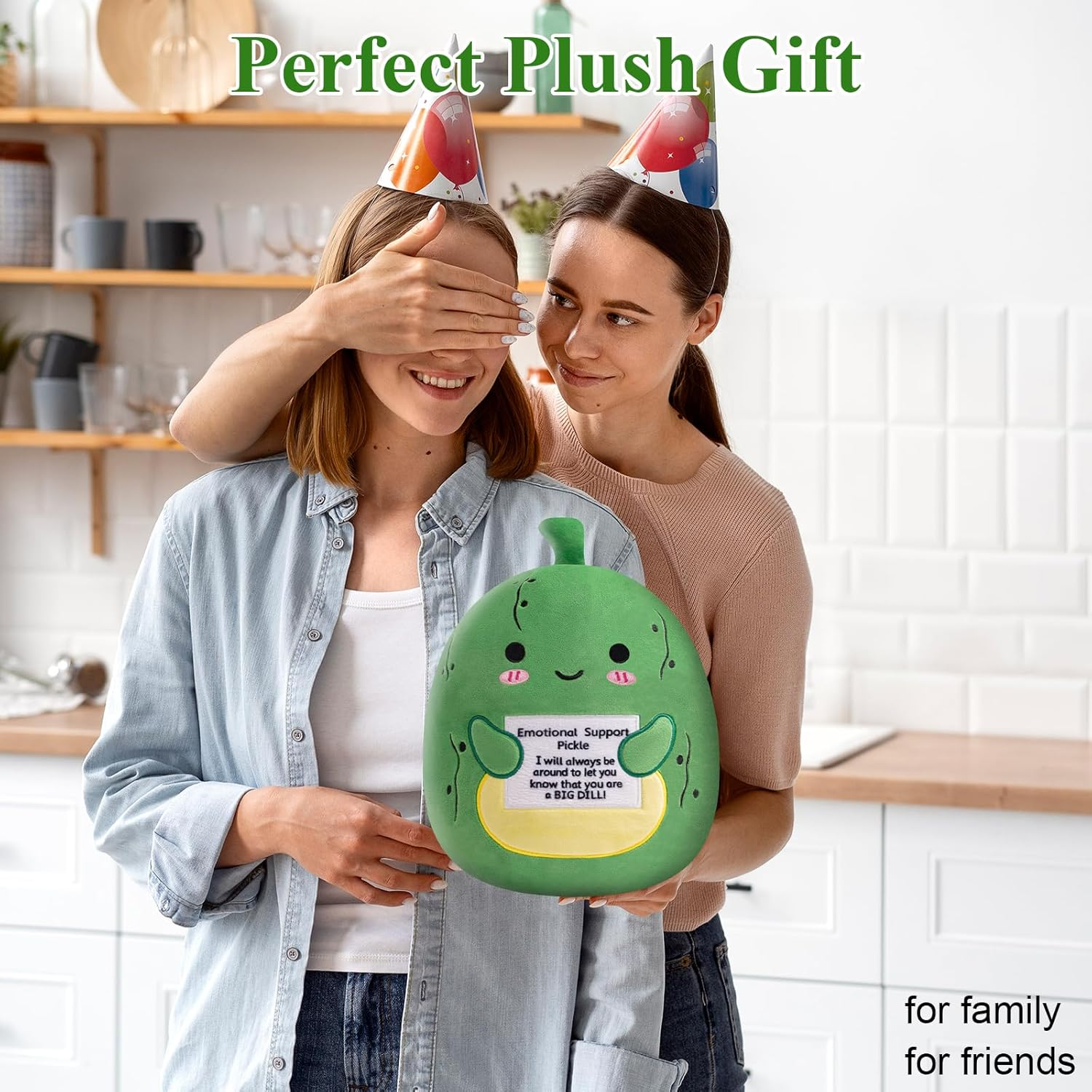 Xfrog Emotion Pickle Plush Emotional Support Plush with Positive Card Cute Cucumber Soft Toy Plush Pillow Gifts for Girls Boys 25 Cm image number 3