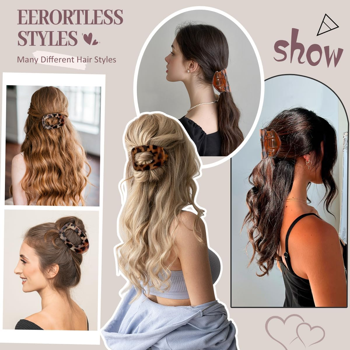 Pack of 6 Women'S Hair Clips, Flat Hair Clips, French Clip, Non-Slip Side Hair Clips for Thick and Thin Hair, Strong Hold for Everyday Life, Sports, Driving as Hair Accessories (Glossy Leopard) image number 1