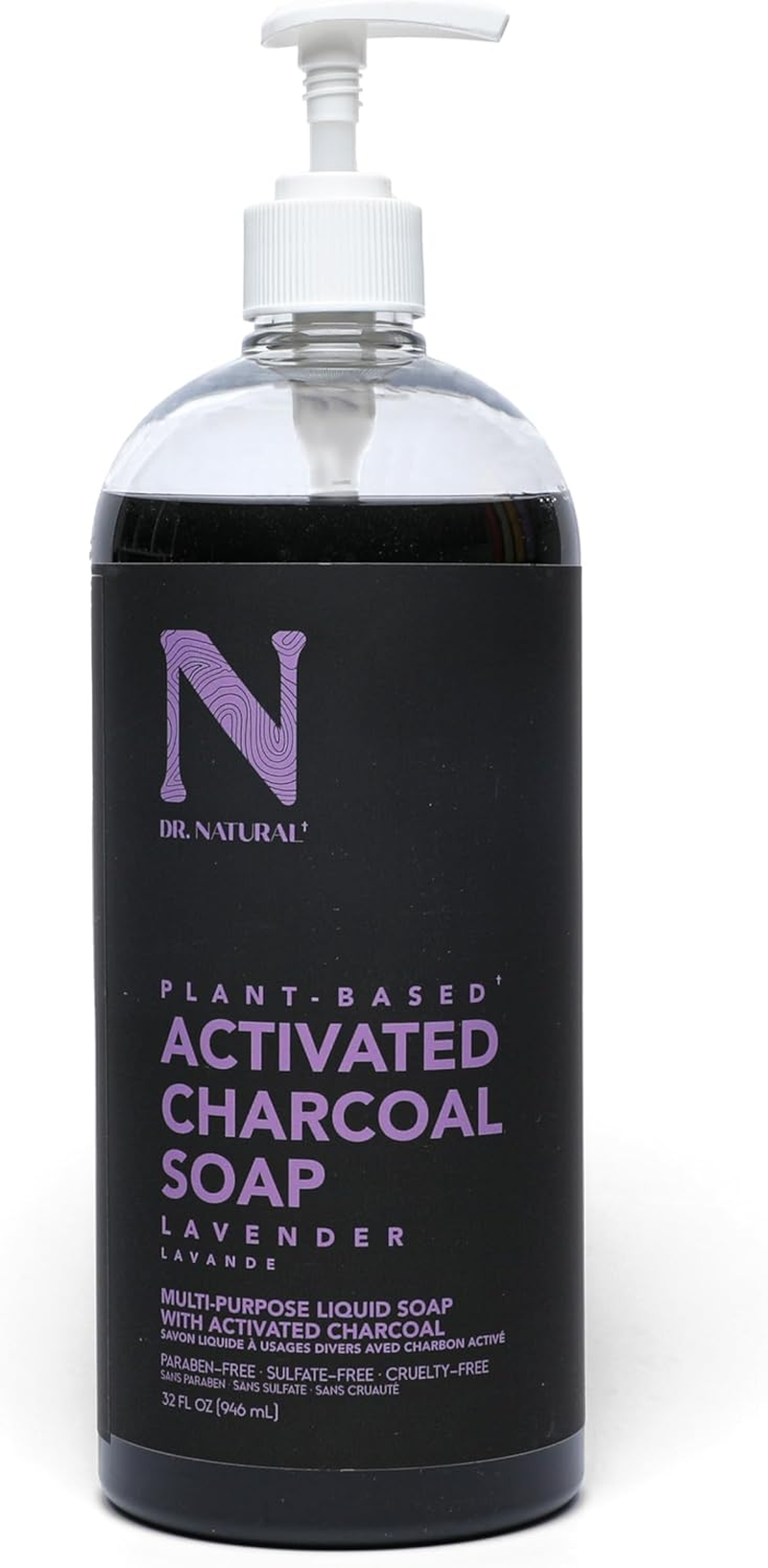 Dr. Natural Activated Charcoal Liquid Soap - anti Acne and Blemishes - Deep Cleansing Body Wash - Gentle Body Soap for Clear Skin - Lavender - 946 Ml image number 4
