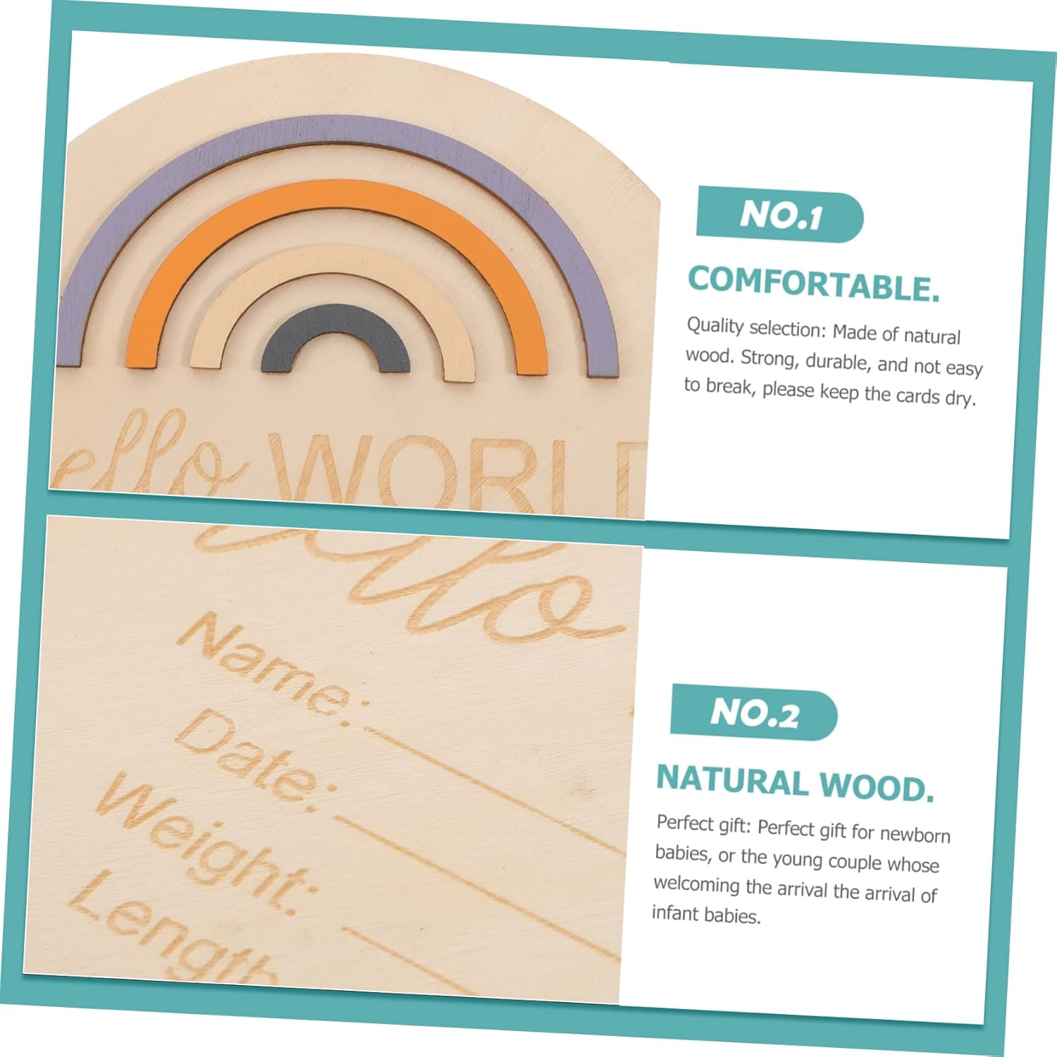 YARNOW Wooden Baby Milestone Circle Cards, Newborn Monthly Announcement Signs for Nursery, Natural Wood Material, 15X15Cm, Baby Photo Prop for Infant Growth Tracking image number 2