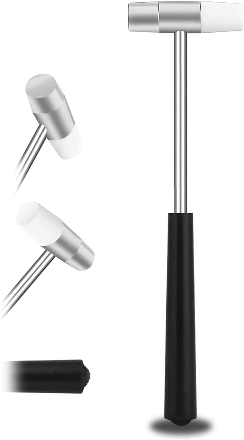 Dual Head Small Hammer, 7 Inches, Plastic Head and Metal Head, Black Plastic Grip, Double Face Jewelry Mallet, Mini Hammer for Crafts, Watch, Tuning, Woodworking, Toys, DIY, Leather, Instruments image number 1