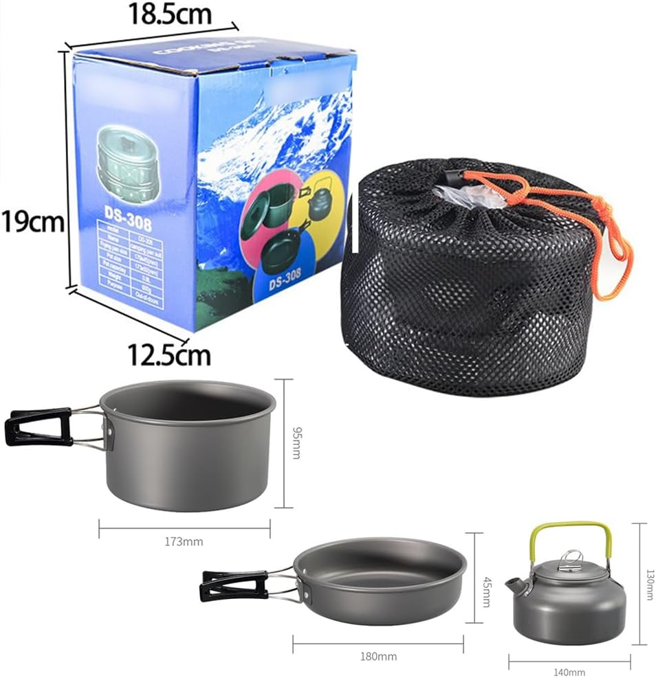HPAMR Camping Cookware Set, Portable Camping Pot Set Teapot, Outdoor Teapot Set with Accessories Camping Cookware Mess Kit for Hiking, Camping, Backpacking, Outdoor Cooking and Picnic image number 4