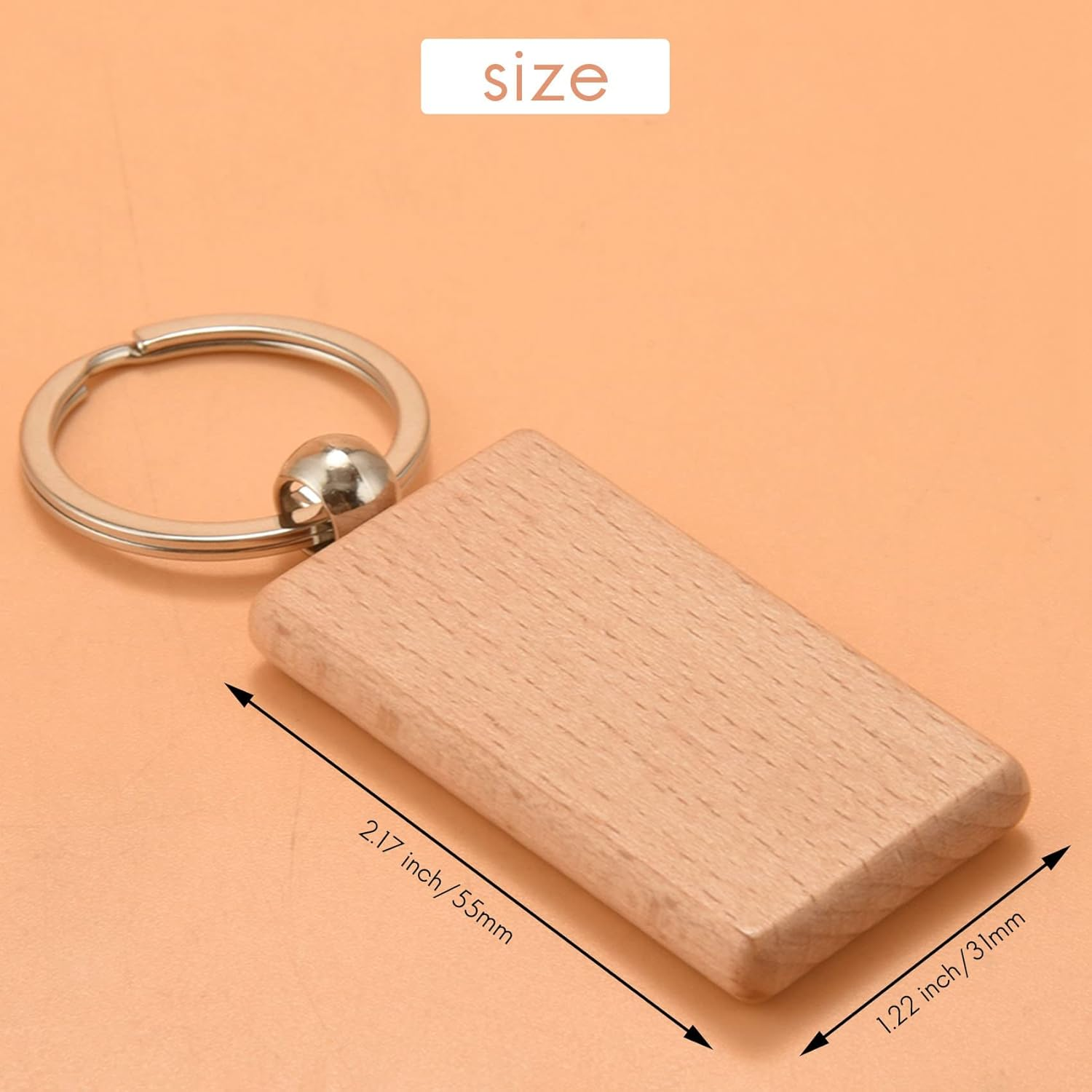 30 Pcs Wooden Keychains Blanks Key Chain Tags DIY Gifts