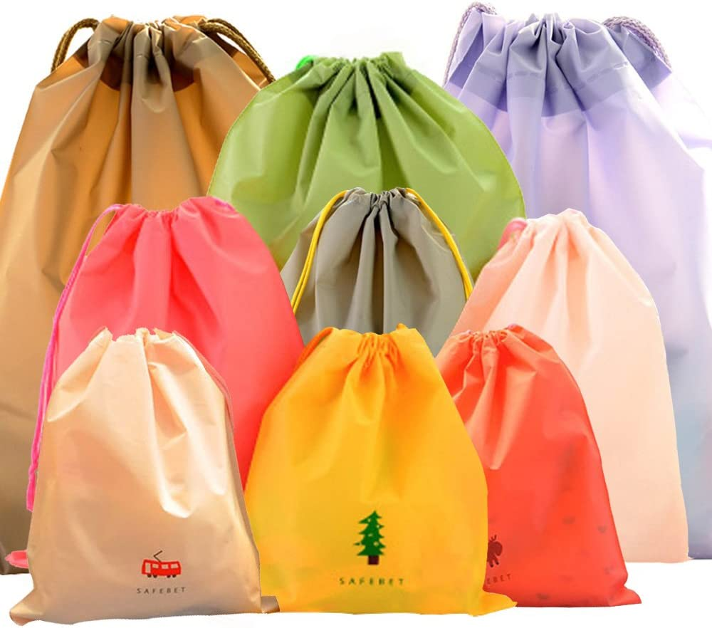 LZYMSZ Nylon Drawstring Waterproof Clothing Storage Bag - Travel Dirty Cord Shoes Organizer (9Pcs) image number 3