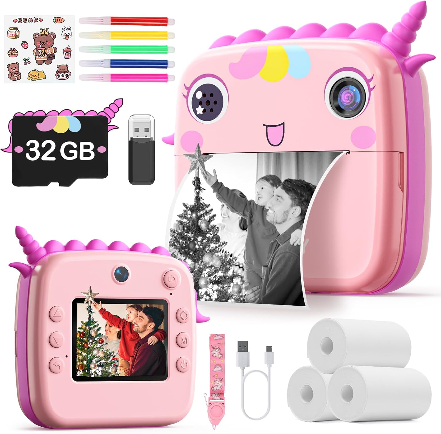 Skirfy 10 Rolls Kids Instant Camera Refill Print Paper,Linkless Thermal Paper Fit for Most Kids Camera Instant Print,Kids Digital Camera Favors Supplies