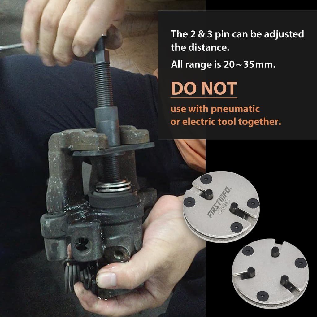 FIRSTINFO F3298B Universal 2&3 Pin Adjustable Auto Disc Brake Pad Caliper Piston Wind/Rewind Back Replacement Tool, Work with Market Wrench image number 3