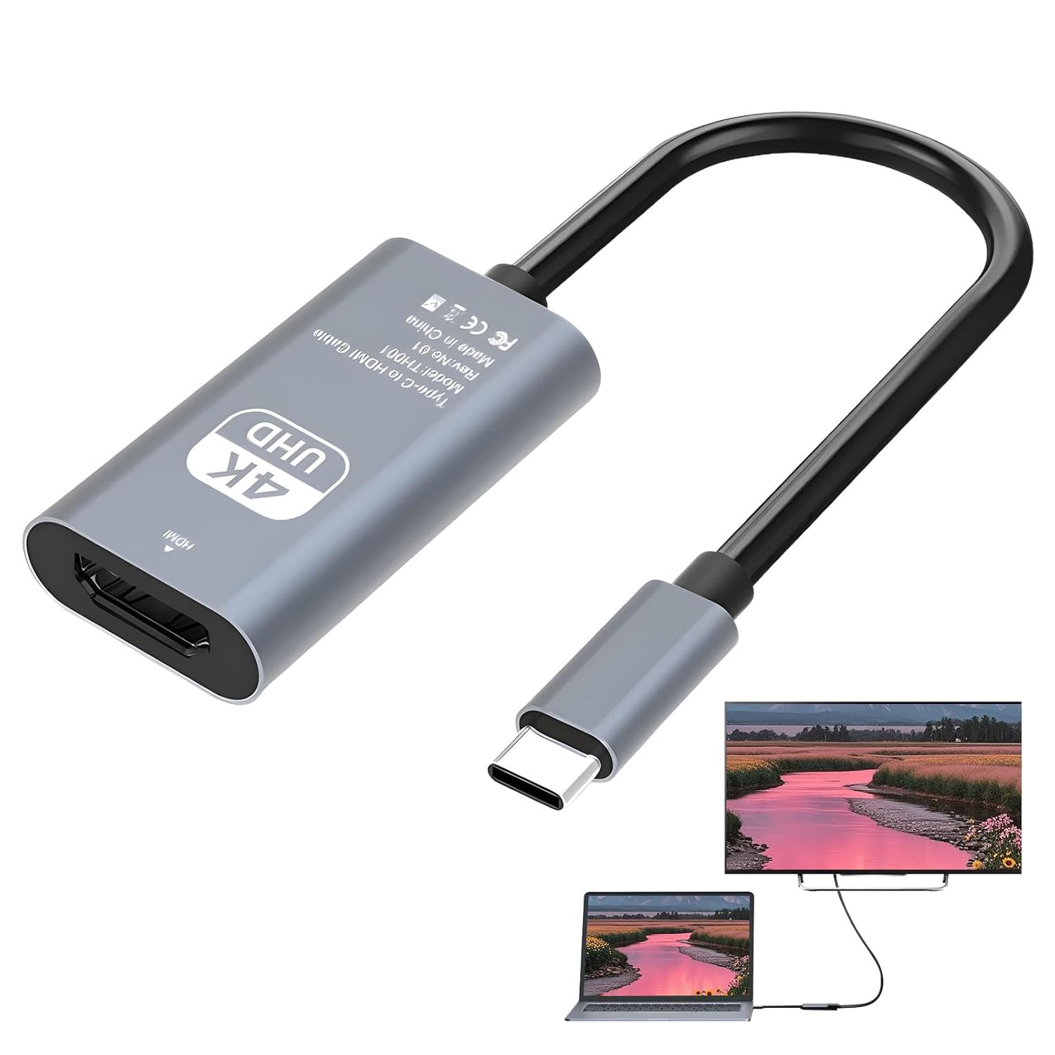 Hdmi to USB C, USB C to Hdmi Adapter, Usbc to Hdmi Adapter, USB C to HDMI Adapter Cable 4K@60Hz, Converter for Iphone 16/15 Pro Max plus Ipad Mini Air Macbook Pro Galaxy S24 Ultra Imac XPS 17 image number 1