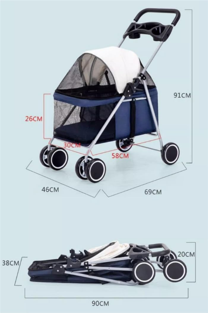 Pet Stroller Dog Stroller Cat Stroller Pet Cat Dog Stroller Travel Carrier with Cup Holders, 22Lbs Capacity Folding Strolling Cart Dog Pram Dog Cat(Color:C) image number 1