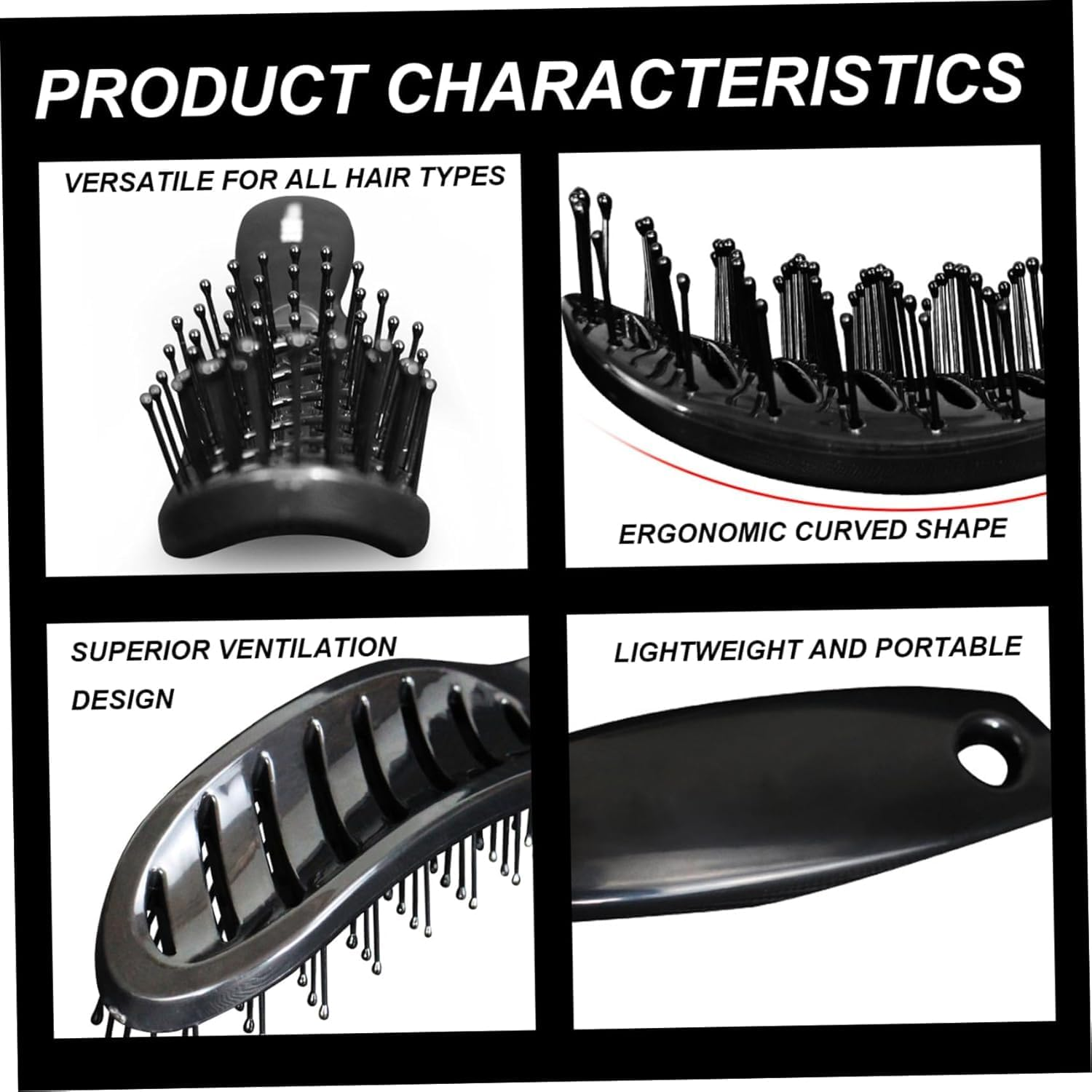 Curved Vented Styling Hair Brush, 2Pcs Curve Vented Brush Faster Blow Drying Brush,Detangling Nylon Bristle Brushes,Detangling Nylon Boar Bristle Brushes Curved Vented Detangle Hair Brush - 2 Pcs image number 6