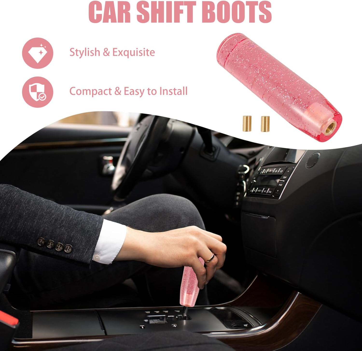 SOLUSTRE Manual Shift Lever Knob Gear Shift Knob Set Cool Car Interior Accessory