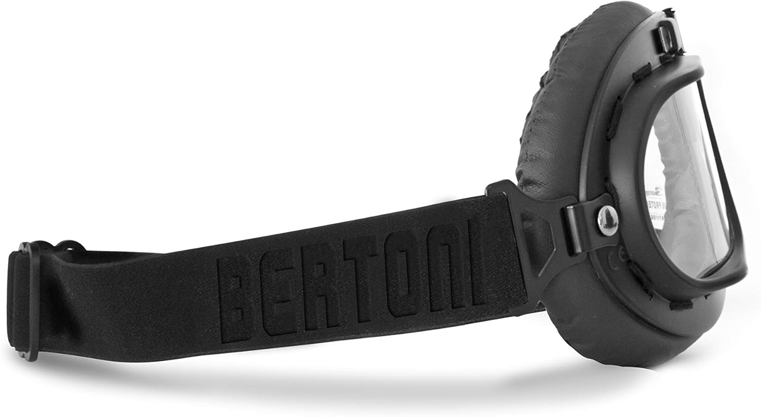 Bertoni Vintage Aviator Motorcycle Goggles Matt Black Anticrash Photochromic Lenses - F195PH Pilot over Helmets Goggles image number 3