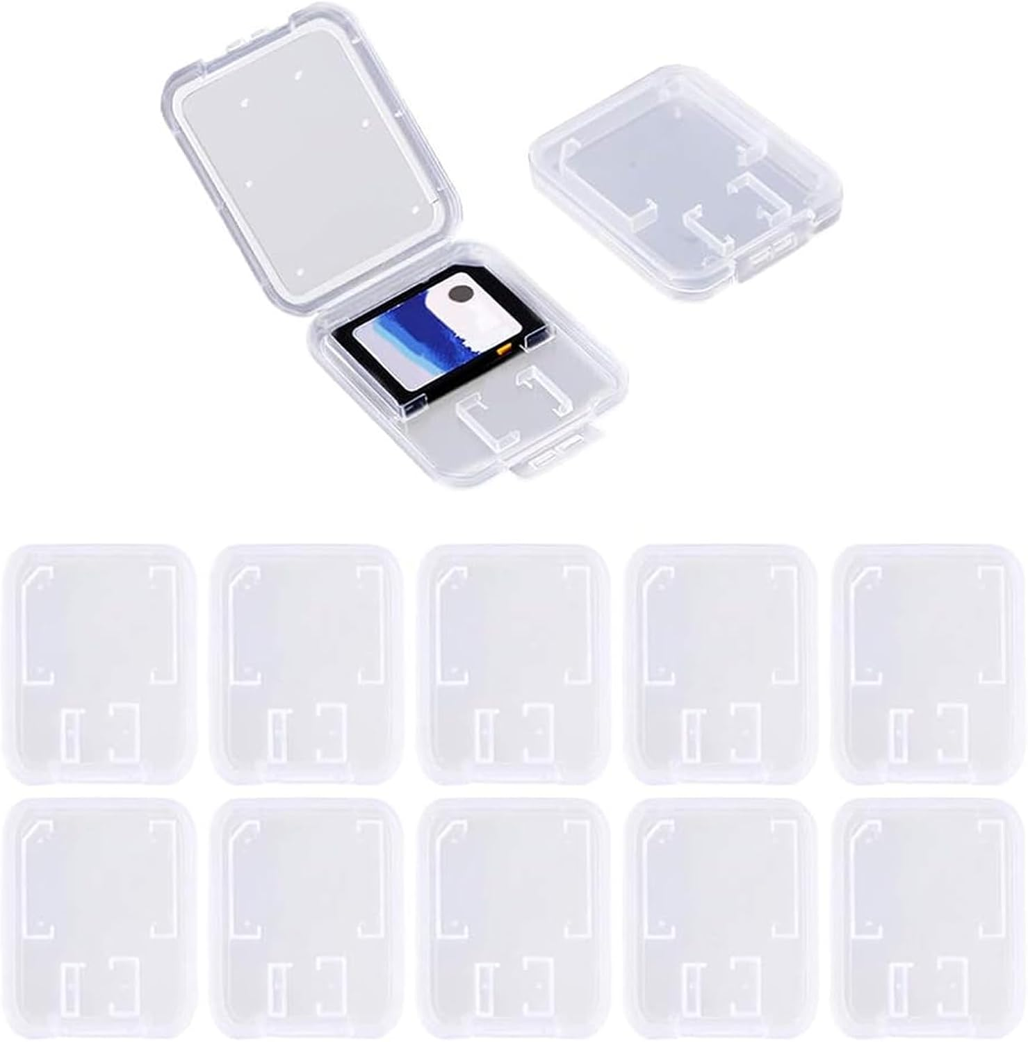 Clear Plastic SD Card Holder &ndash; Storage Case for SD, SDHC, SDXC, Microsd & TF Cards（10Pcs）