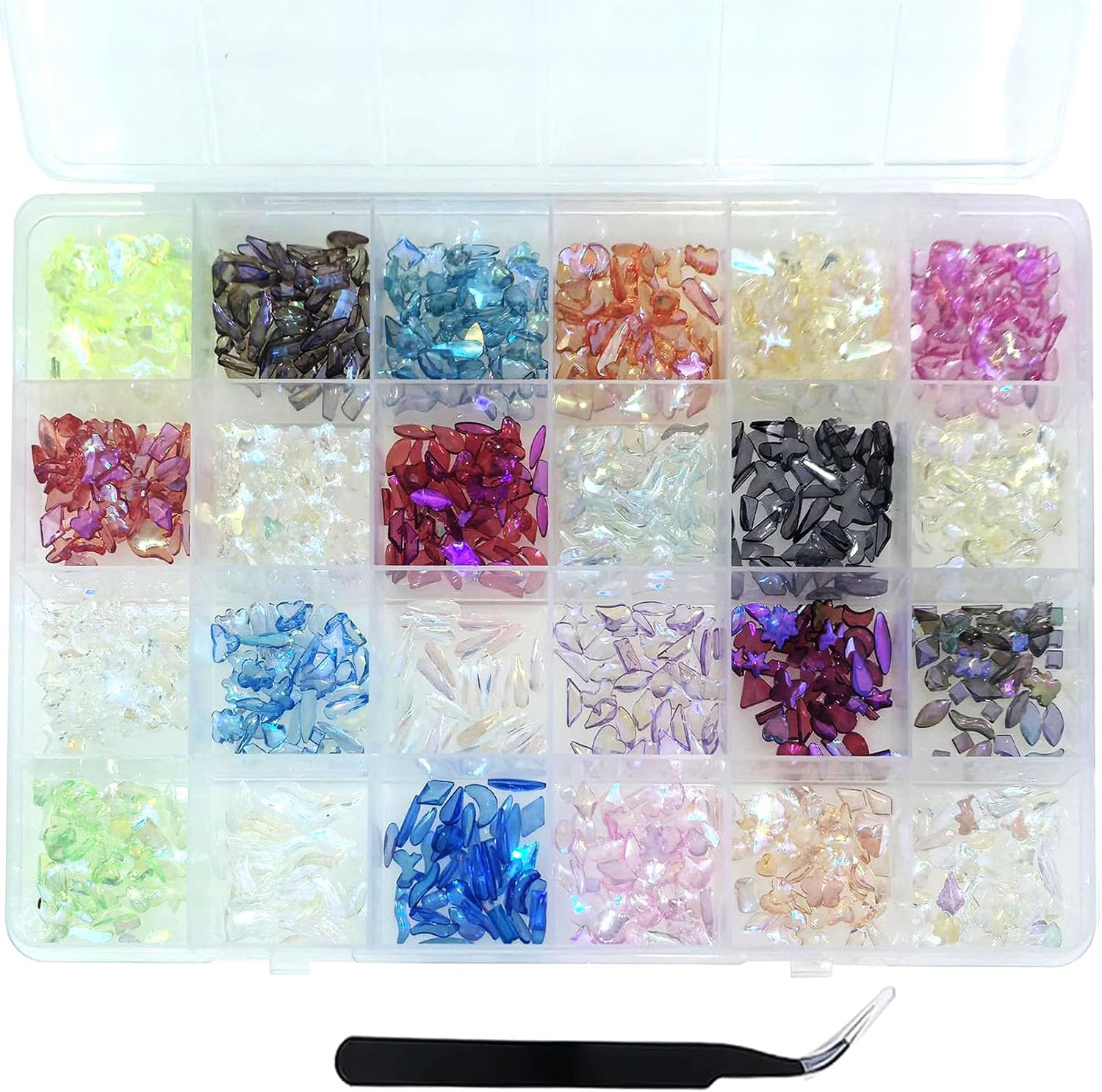 1200 Pieces Rhinestones for Nails, Betterjonny Nail Art Rhinestone Kit Glitter Stones Rhinestones for Crafts Nail Art Rhinestones Flatback Gemstones round with Tweezers for DIY Crafts Nails Clothing