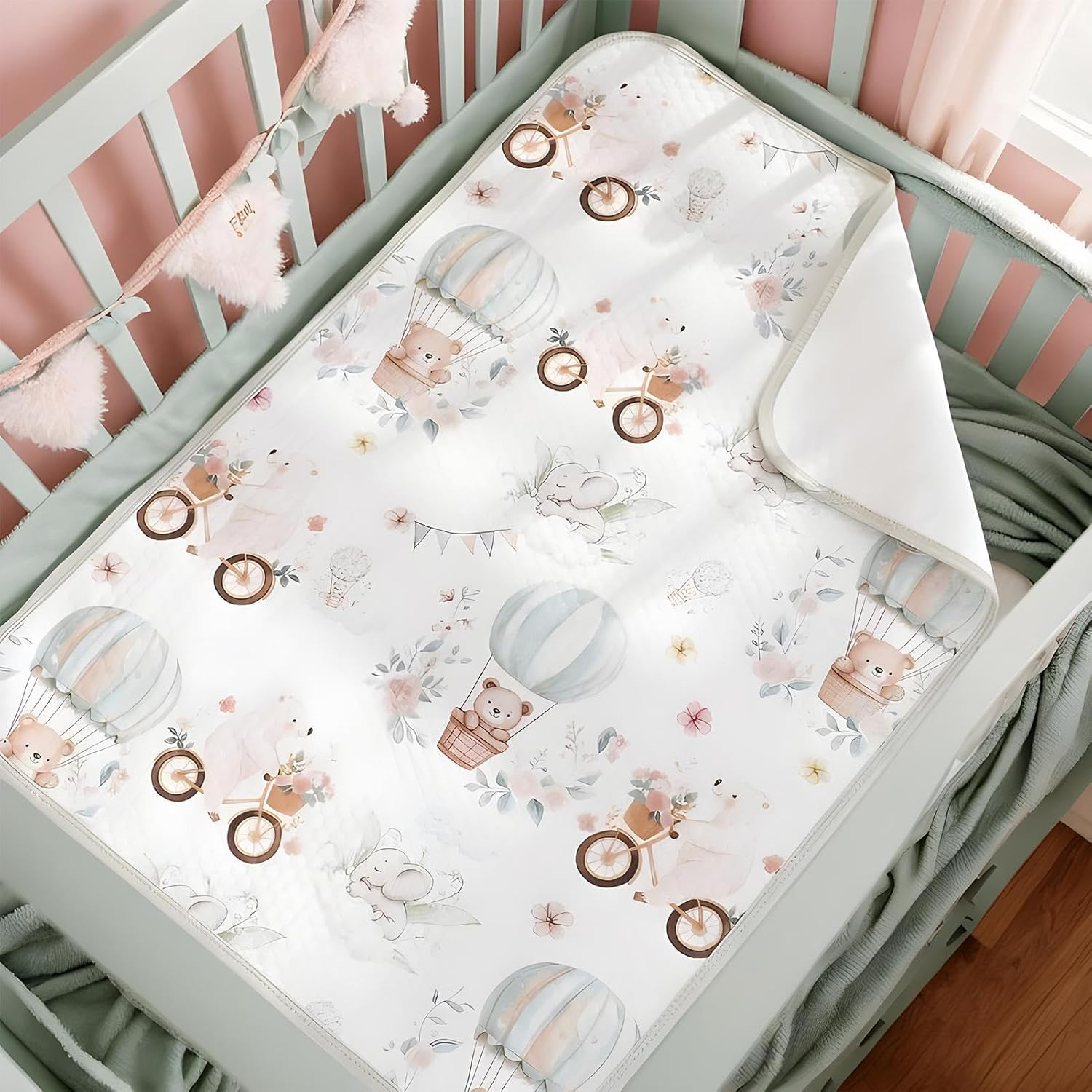 Waterproof Changing Pad - Changing Pad Cover Waterproof | Soft Breathable Bassinet Pee Liner Sheet for Overnight Protection Bedwetting Solution Potty Training Nursery Setup image number 4