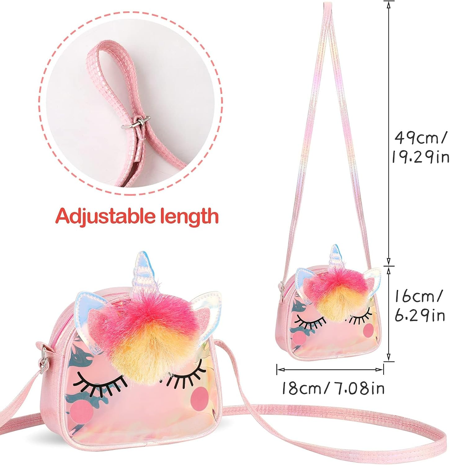 Unicorn Crossbody Bag Purse with Jewelry Set Little Girls, Unicorn Princess Necklace Bracelet Rings Earrings Handbag Accessories, Jewelry Party Favors Gift Dress Up image number 2