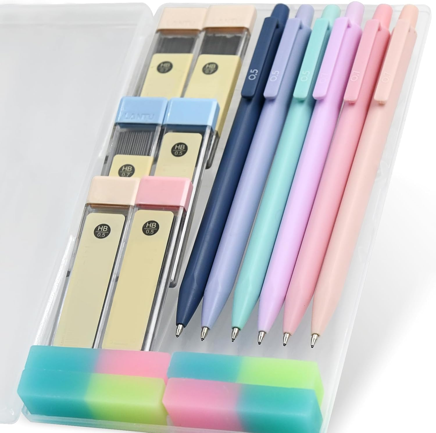Cute Mechanical Pencil Set, 6 PCS Led Pencils, Pastel Pencil Mechanical, 120 Pencil Refills 0.5 0.7 MM, 4 Pack Erasers, Aesthetic School Writing Supplies for Women Girls Gifts image number 3