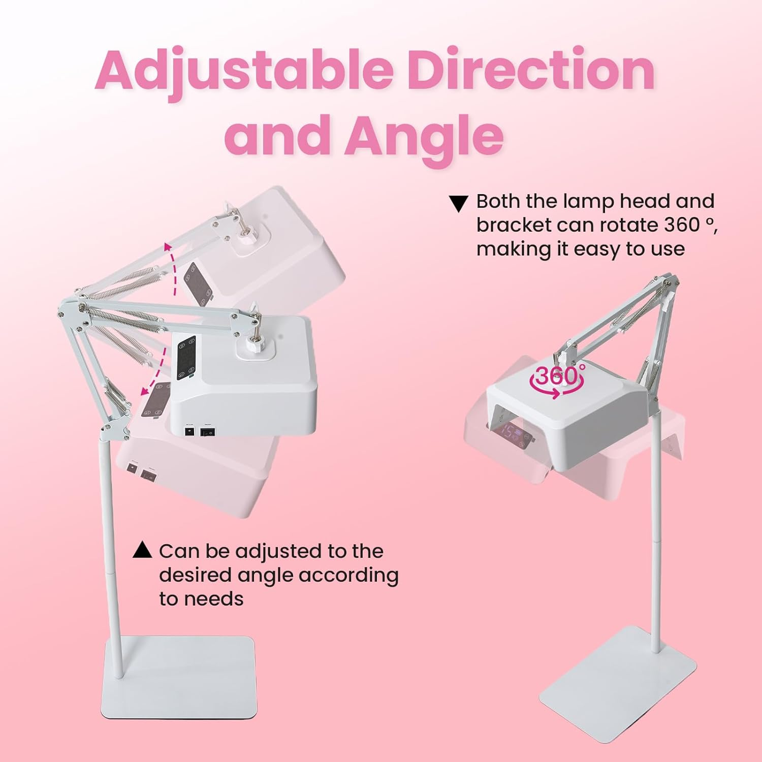 Eccuslon UV Foot Lamp, 78 W Hanging Pedicure Lamp, Wireless UV Lamp for Feet, LED Nail Lamp on Arm, Wireless Floor Light for Curing Gel Nail Polish (Whole Floor Lamp) image number 2