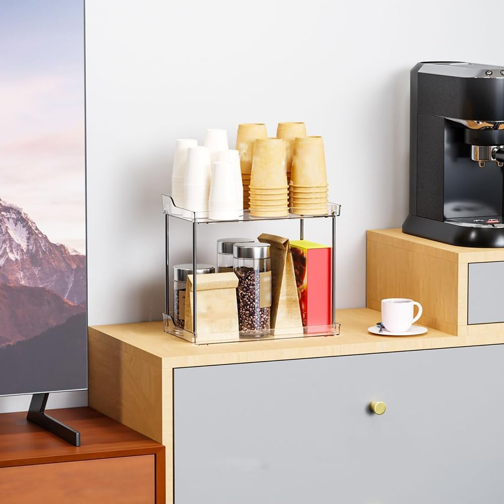 Bathroom Counter Organizer,2-Tier Make up Organizers and Storage, for Perfume Stand, Vanity Holder, Dresser Tray, Spice Rack, Skincare, Coffee Bar (Rectangle) image number 2