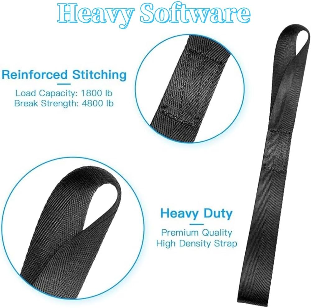 Soft Loop Tie down Straps, 4Pack Heavy Duty Tie down Loops for Securing ATV, UTV, Motorcycles, Scooters, Dirt Bikes Equipment Black Soft Loops Black