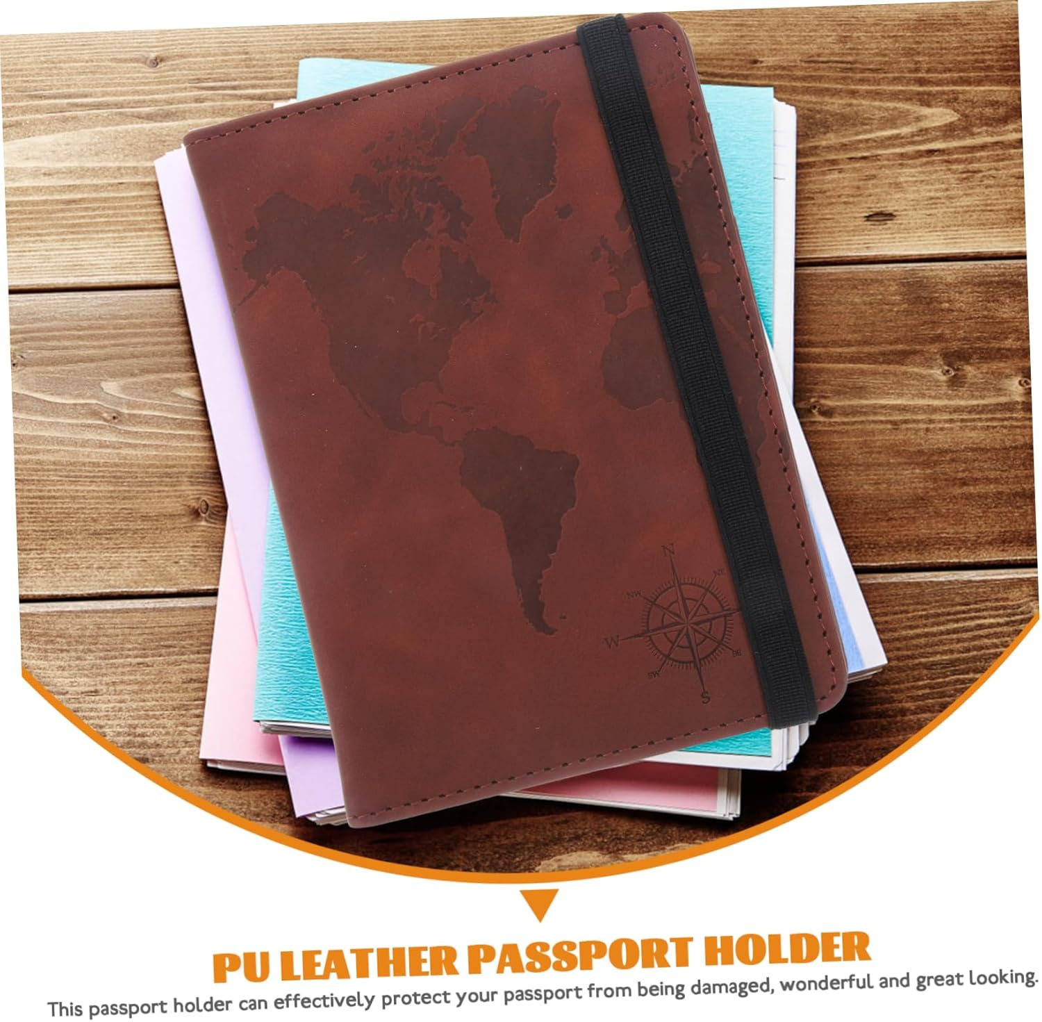 COSMEVIVI World Map Passport Holder Travel Passport Pouch Marble Pattern Id Card Employee Card Case