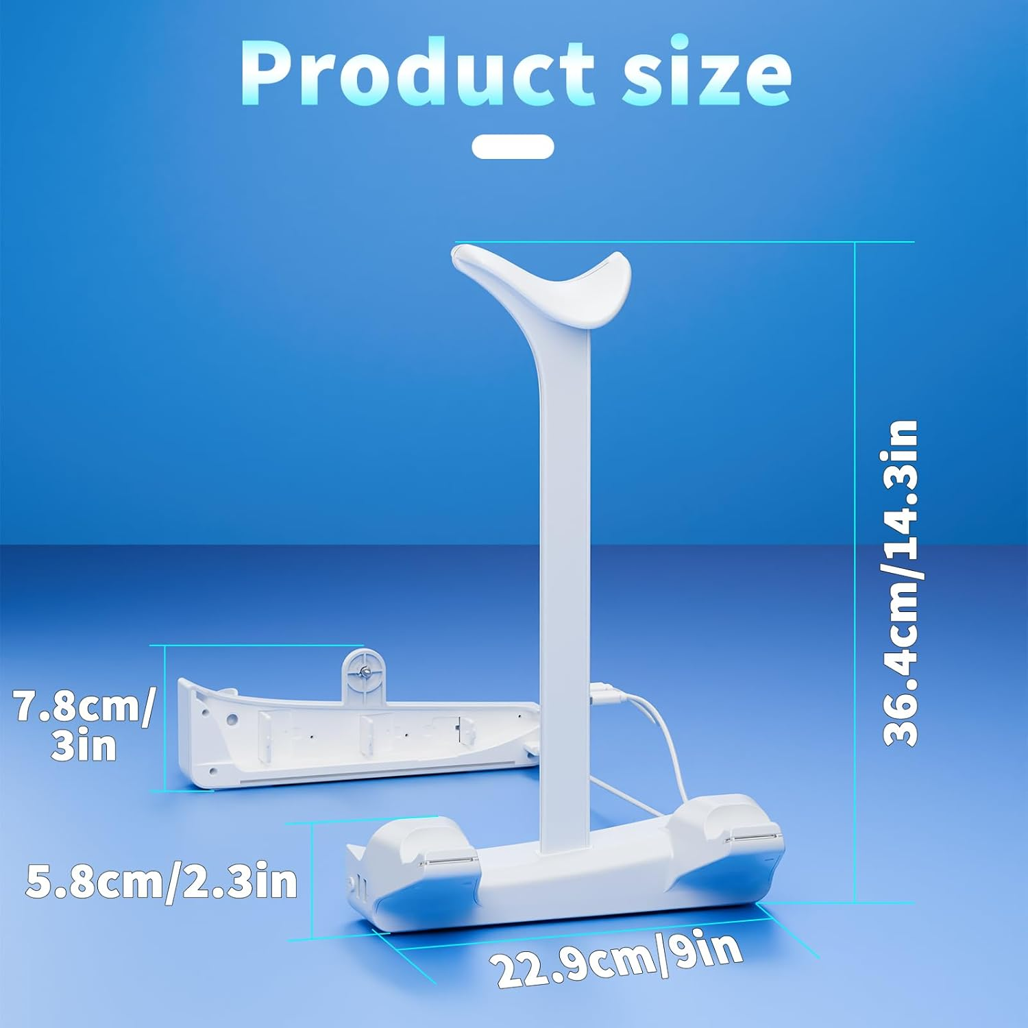 HONCAM Horizontal Stand for Ps5 Slim Disc & Digital Console, PS5 Slim Stand with Dual Controller Charger and 7 RGB Light, PS5 Slim Accessories for 2023 PS5 Slim Console (NOT Fit 2020 PS5), White image number 1