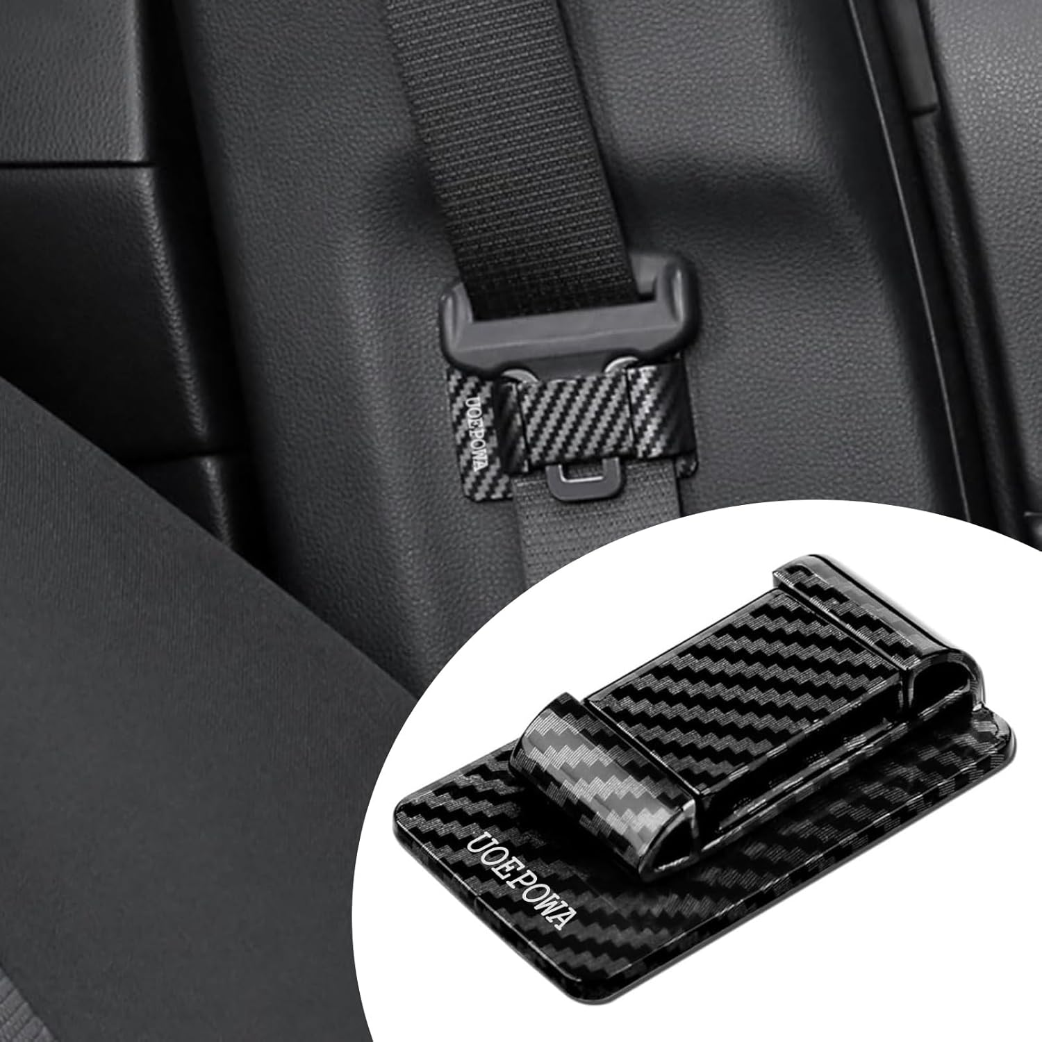 UOEPOWA Car Interior Seat Belt Holder, Universal Prevent Noise Auto Seat Belt Strap Positioner, Car Seat Belt Interior Accessories Compatible with Most Vehicle image number 4