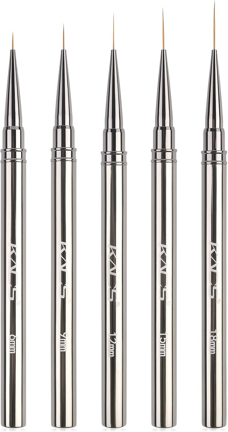 KADS Metal Handle Fine Liner Nail Brush 5 Sizes to Choose 6Mm/9Mm/12Mm/15Mm/18Mm Ultra-Thin Bristles Drawing Smudging Framing Lining (18Mm) image number 3