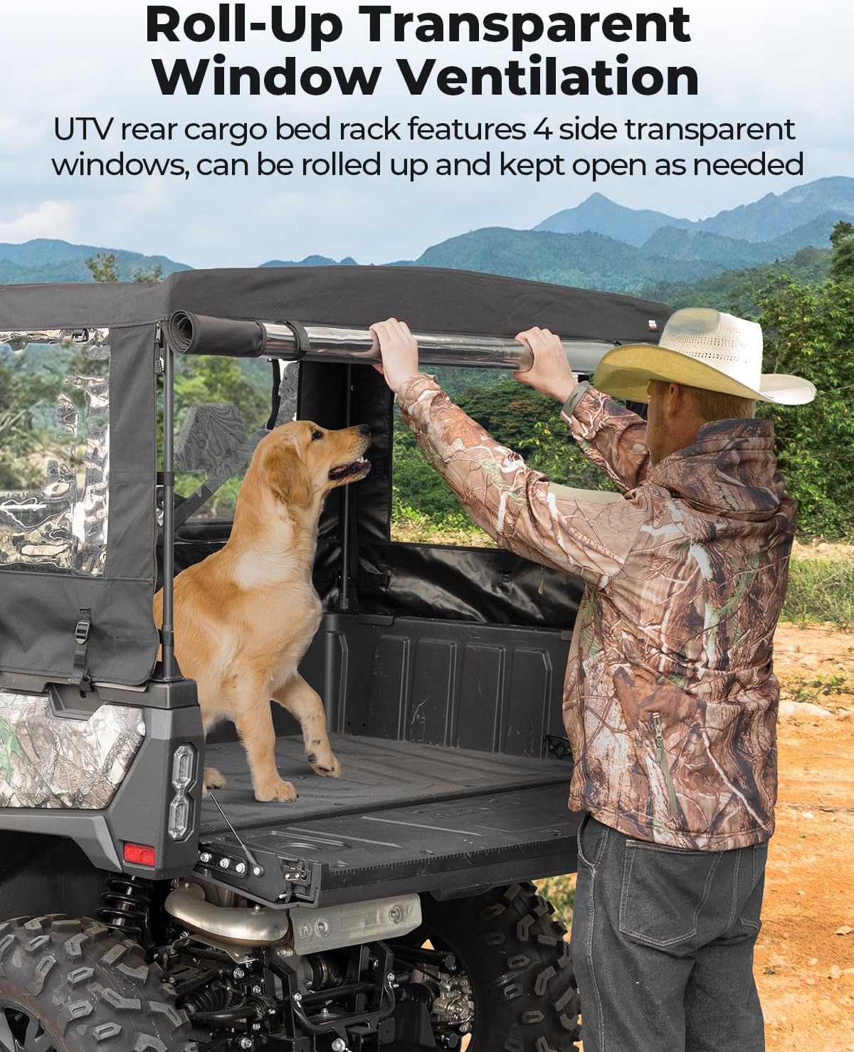KEMIMOTO UTV Soft Cargo Camper Bed Cover Rack Compatible with CFMOTO Uforce 1000 XL Rear Camper Top Canvas Cover Accessories image number 6