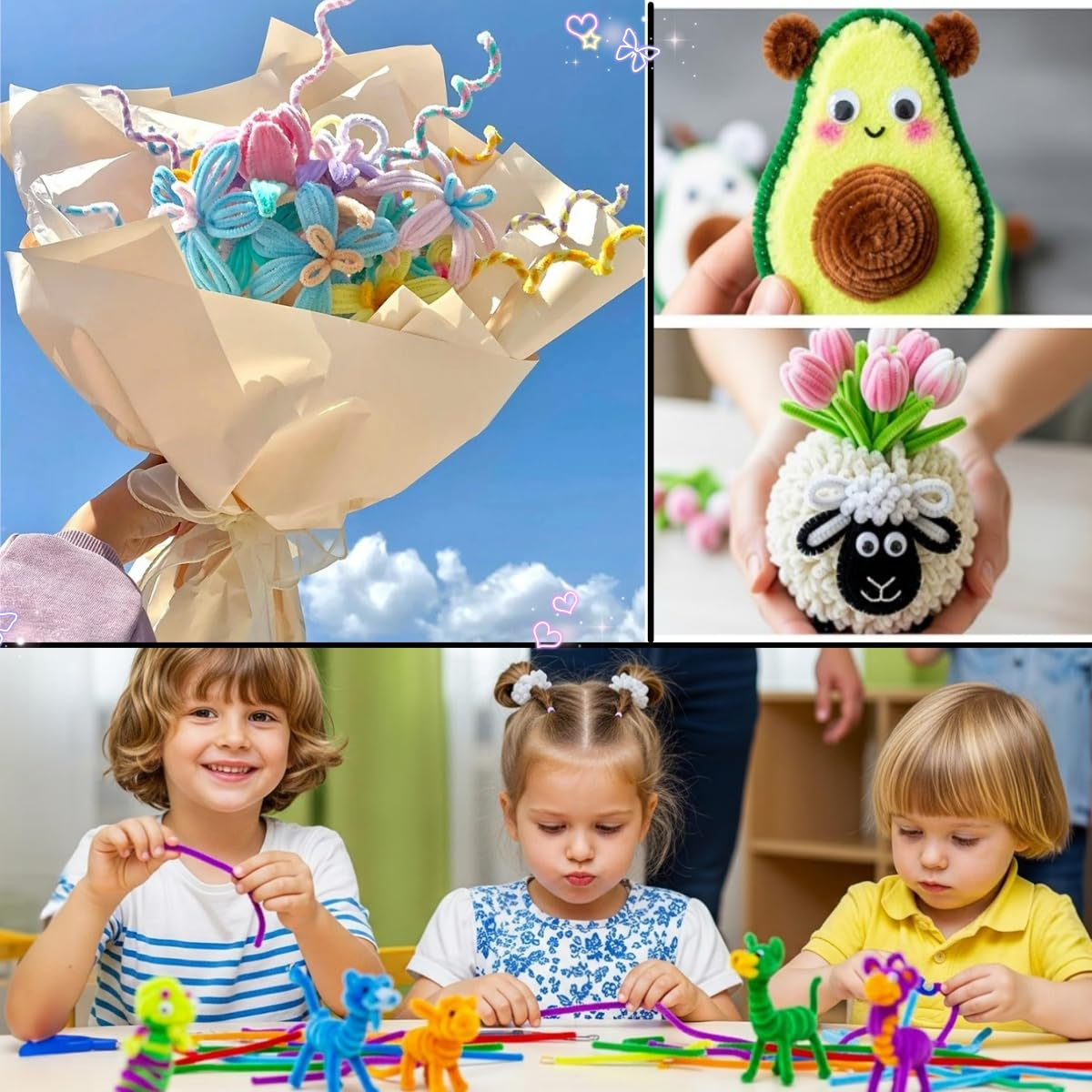 600 Pieces Pipe Cleaners Assorted Colored Chenille Stems for Art and Crafts, Pipe Cleaner Crafts for DIY Art and Craft Projects Creative Gift Party Decorations image number 6