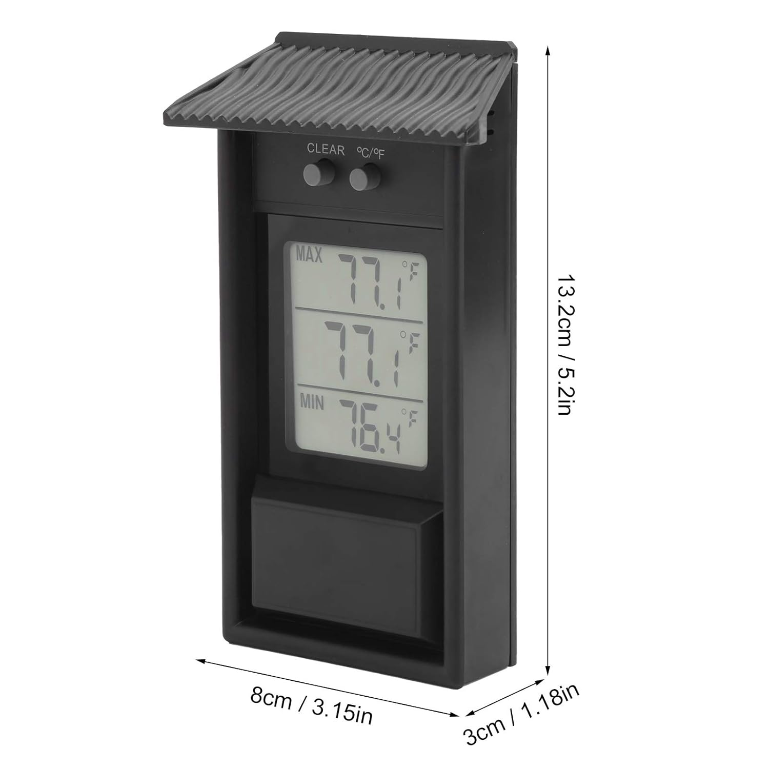 Ejoyous Digital Thermometer (-20-50℃) Durable ABS Material &plusmn;1℃ Accuracy ℃/℉ Switchable with Hook, for Wall Hanging, Fits Garden/Greenhouse image number 5