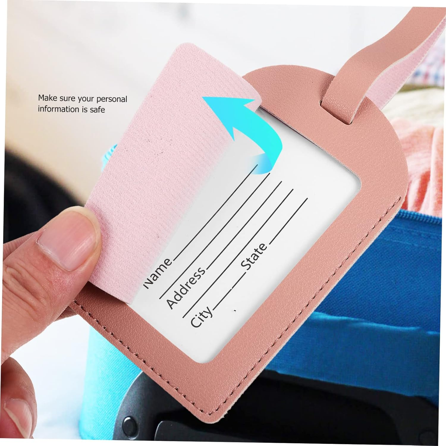 WRITWAA 8Pcs Thicken Leather Suitcase Luggage Tag Flipping Lid Design Travel Necessity For image number 2