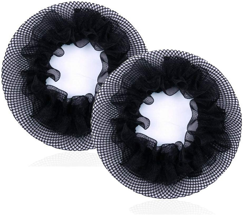 8Pcs Reusable Bun Hair Nets Elastic Flower Edge Hairnet for Ballet Bun Cover Dance Skating Gymnastics Performance Dancers Hair Accessories, Black