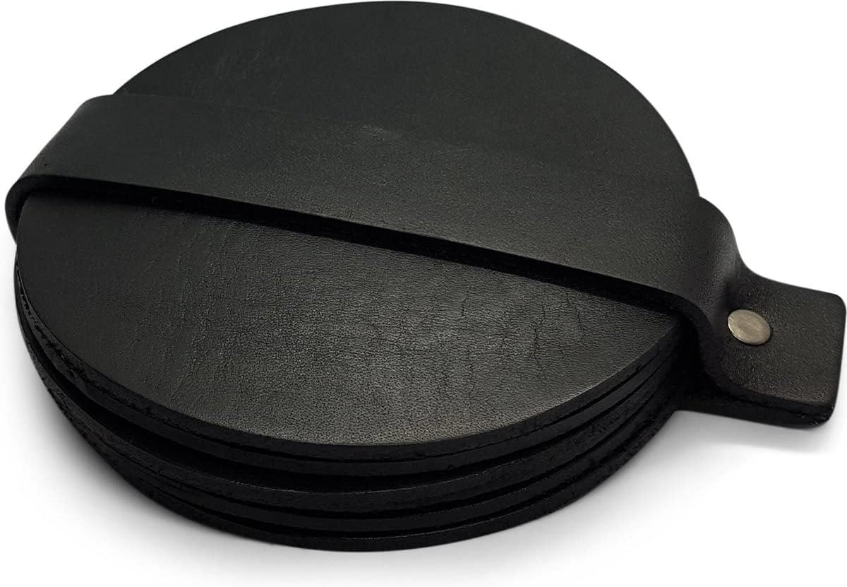 Brute Strength - Full Grain Leather Coasters - Black - round - Pack of 10 - round Glass Coasters - Drinks Coasters image number 4