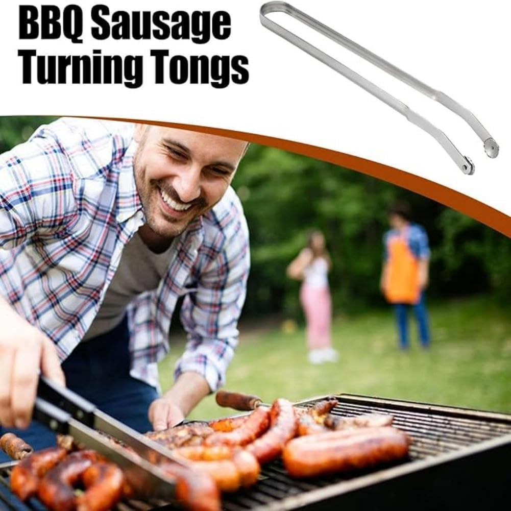 BBQ Sausage Turning Tongs for Cooking, Sausage Grill, Stainless Steel Metal Kitchen Tongs, Multipurpose Grill Tongs for Outdoor (2 Pack) image number 5