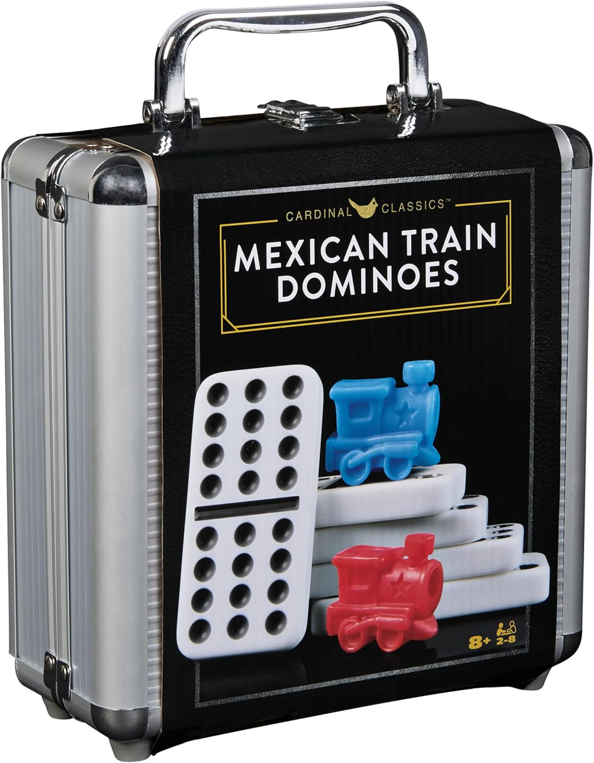 Spin Master Games, Cardinal Classics Mexican Train Dominoes Set Tile Board Game in Aluminum Carry Case for Family Game Night, for Ages 8 and Up image number 4