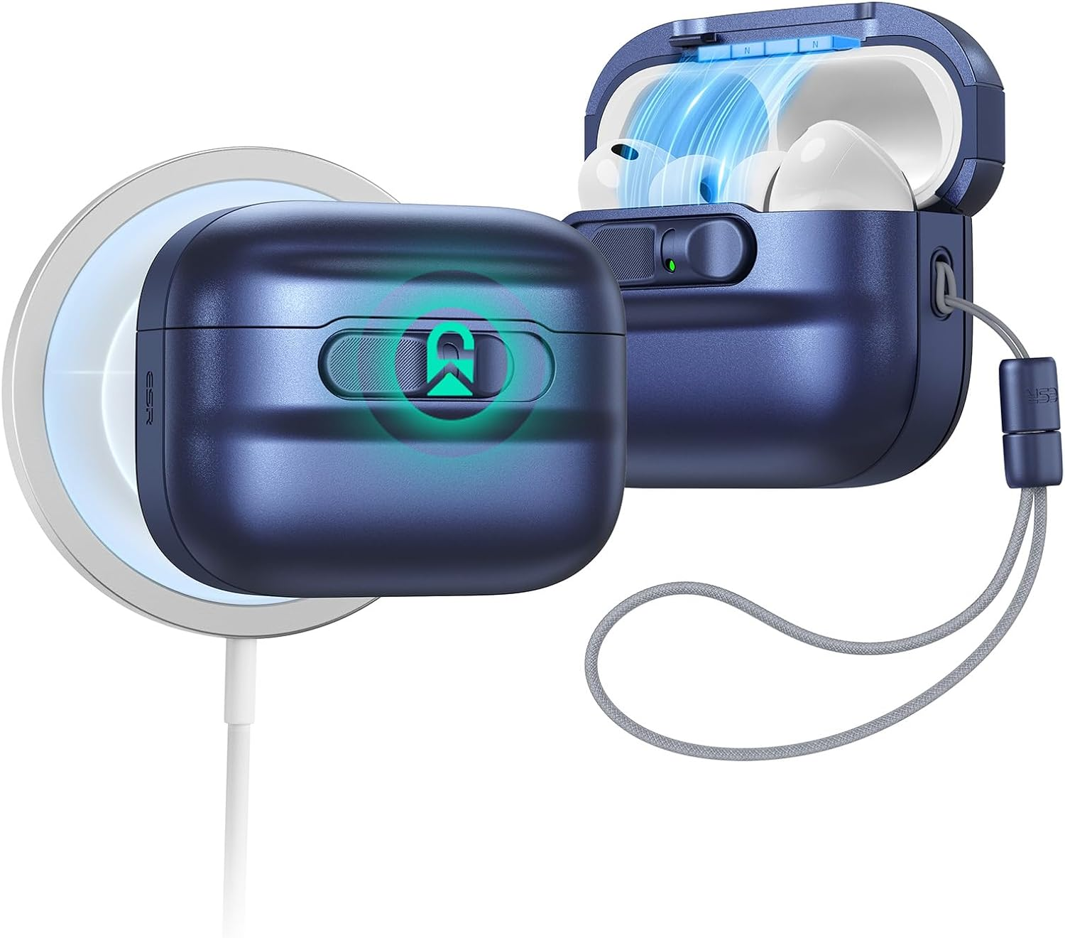 ESR for Airpods Pro 3 Case (2025), Compatible with Airpods Pro 3 (USB-C Cable), Magsafe Ready, Magnetic Lid Lock, Full Drop Protection Cover with Lanyard, Black