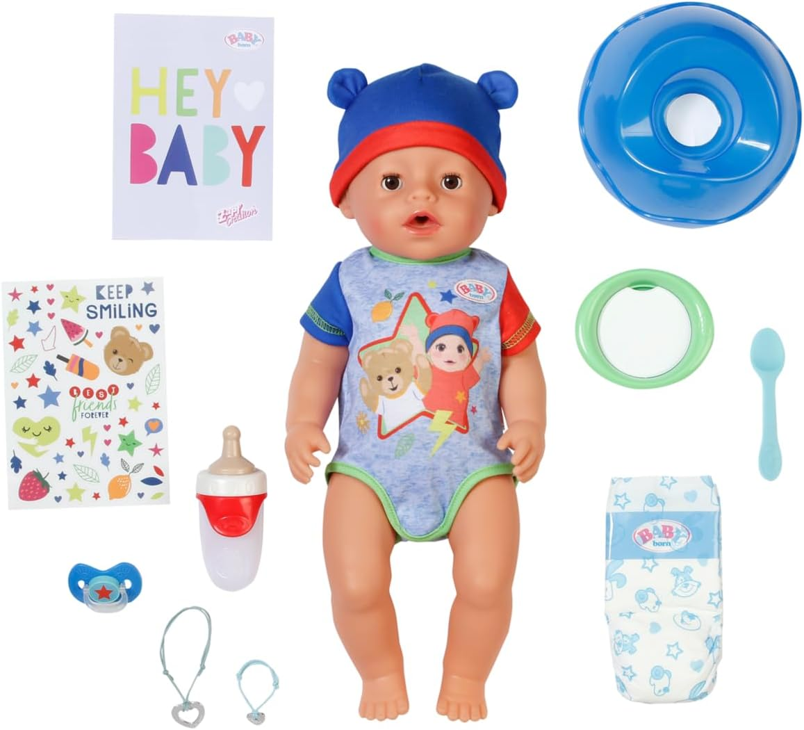 Baby Born Jonas, ​​Baby Doll with 10 Functions and Accessories, for Children Aged 3 and Over, Works without Batteries, 43Cm Tall Doll, 834848 Zapf Creation - Emma In Teddy Style image number 6