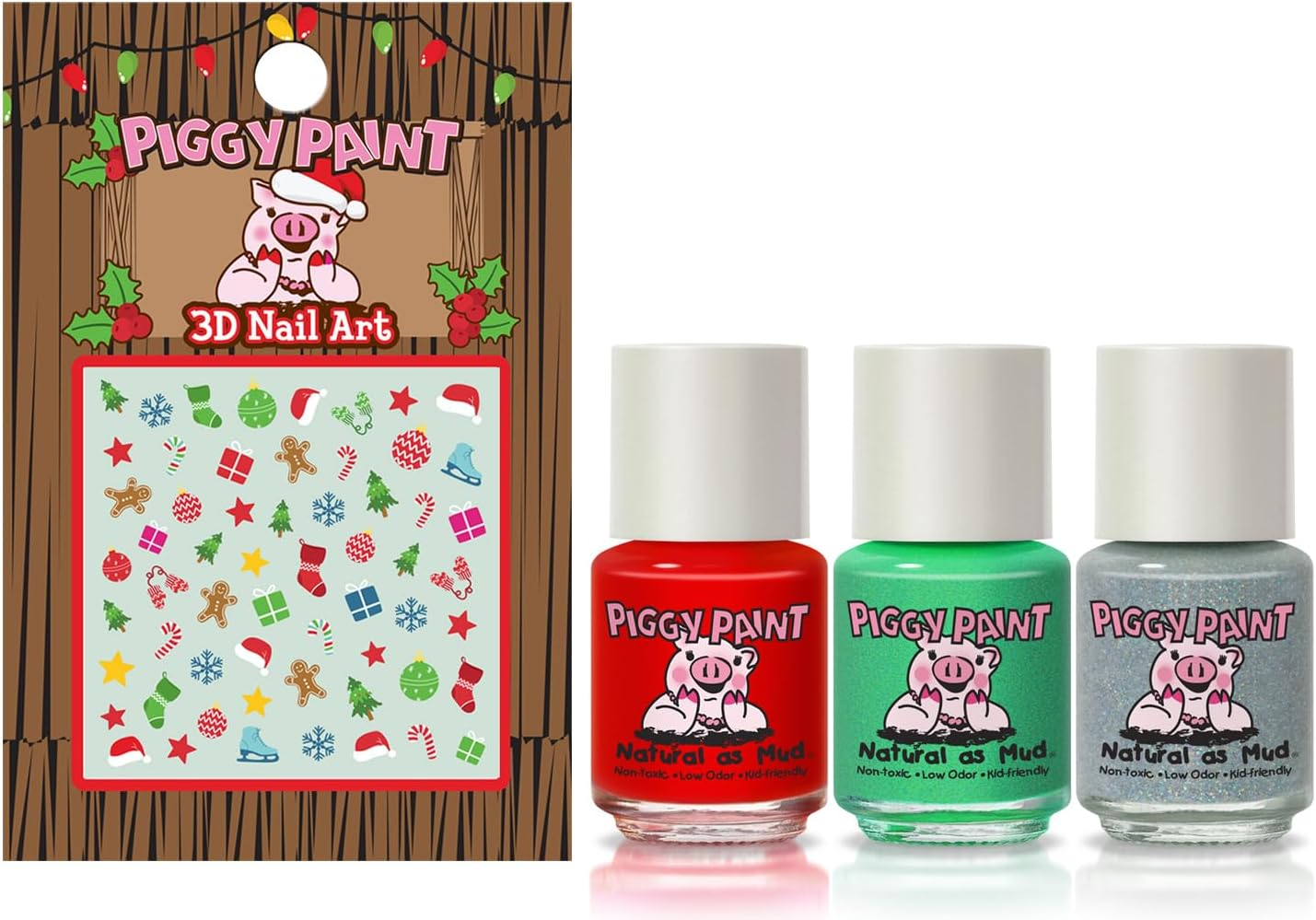Piggy Paint Christmas Cutie Stick and Stay Earrings Kid Friendly Nail Art Stickers image number 6