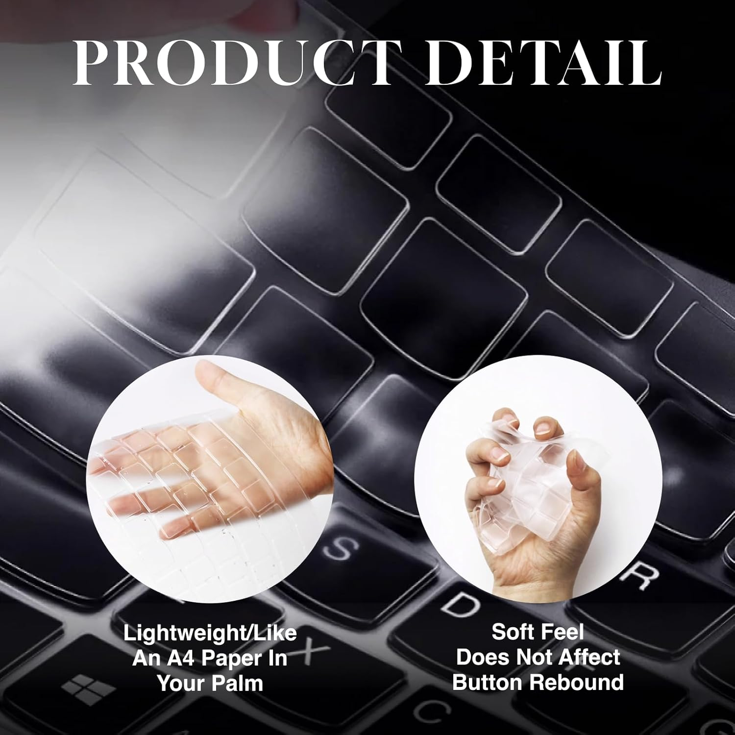 Premium Keyboard Cover Protector for Macbook Pro M1/M2/M3/M4 (14"/16") and Macbook Air M2/M3/M4 (13"/15"), Clear, Reusable, Washable, Thin, TPU - Compatible with US Layout image number 3