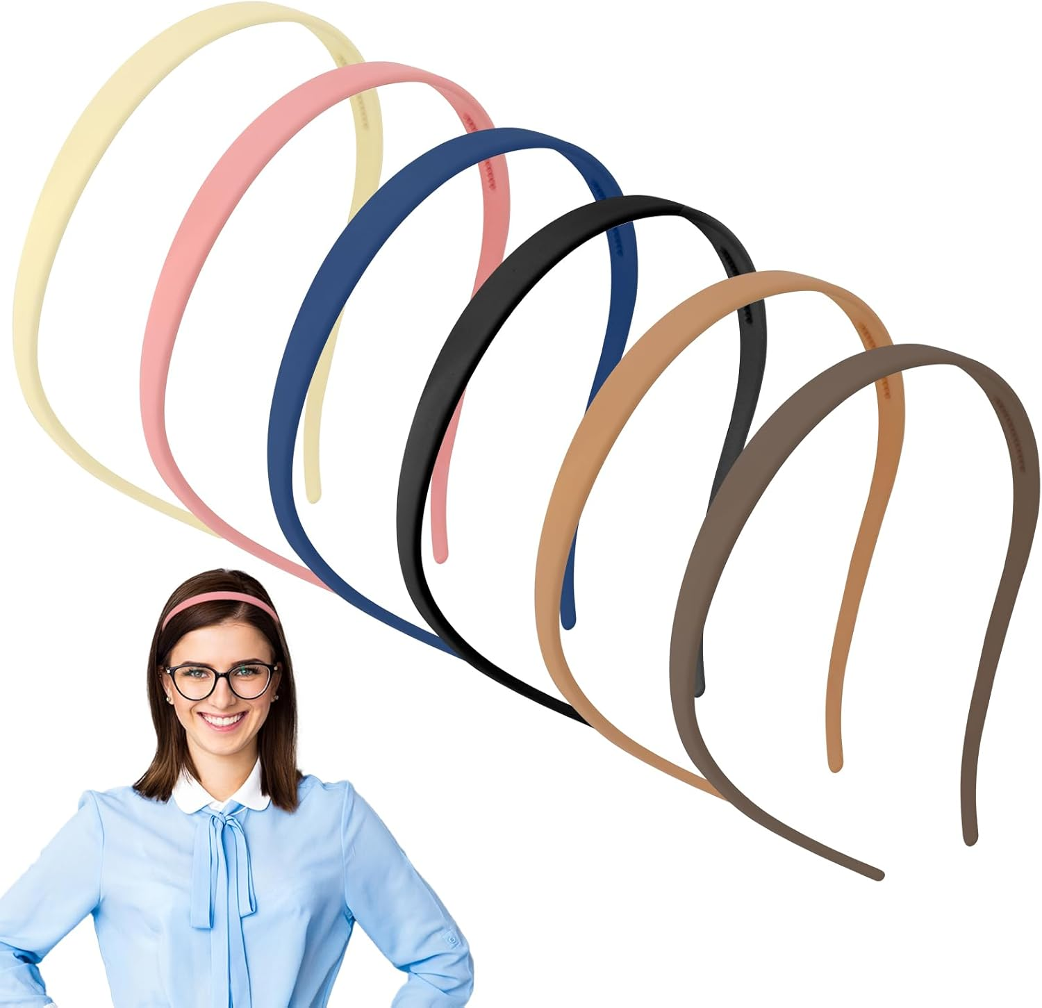 Dusaniyali Pack of 6 Zigzag Headbands, Women'S Headbands, Thin Matte Finish, Non-Slip Hair Band, Zigzag Elegant Headband, Girls, Women, for People Who Wear Glasses, Sunglasses, Everyday Life