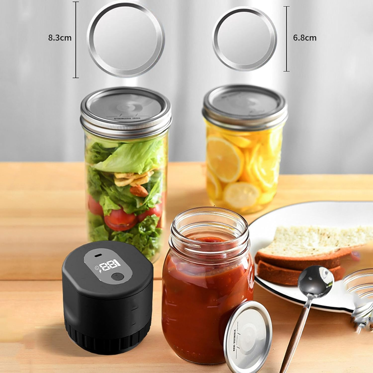 Mason Genie Vacuum Sealer, 2024 New Electric Mason Jar Vacuum Sealer, Cordless Everjar Vacuum Sealer for Wide Mouth and Regular Mouth Mason Jars for Food Storage (Black) image number 4