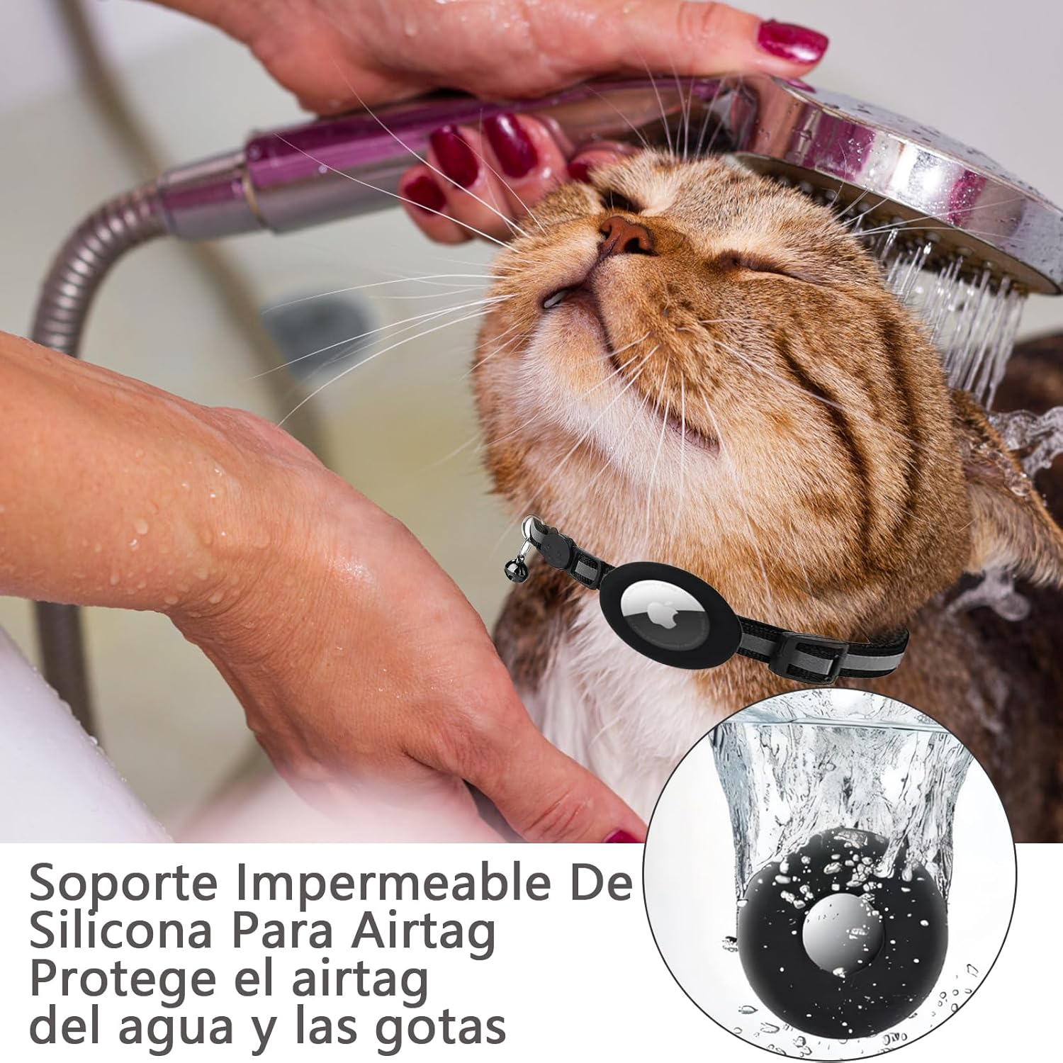 Airtag Cat Collar Breakaway, Reflective Kitten Collar with Apple Air Tag Holder and Bell for Girl Boy Cats image number 5